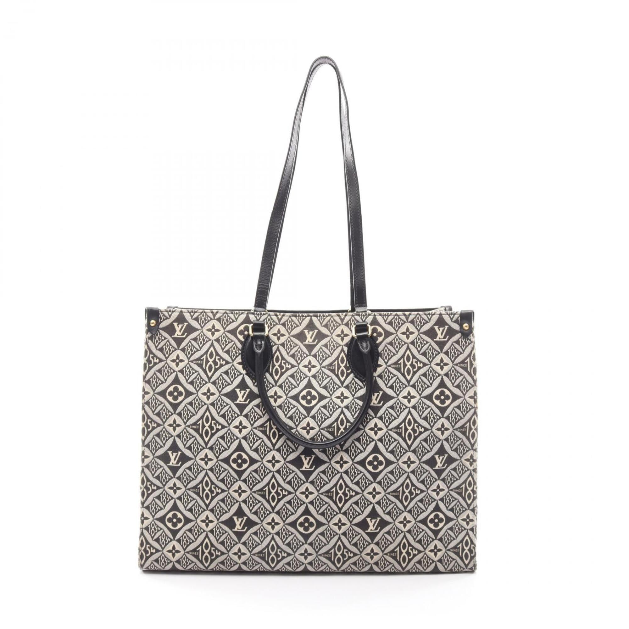 Louis Vuitton Black Gray Canvas Leather Handbag Tote Bag (Pre-Owned)
