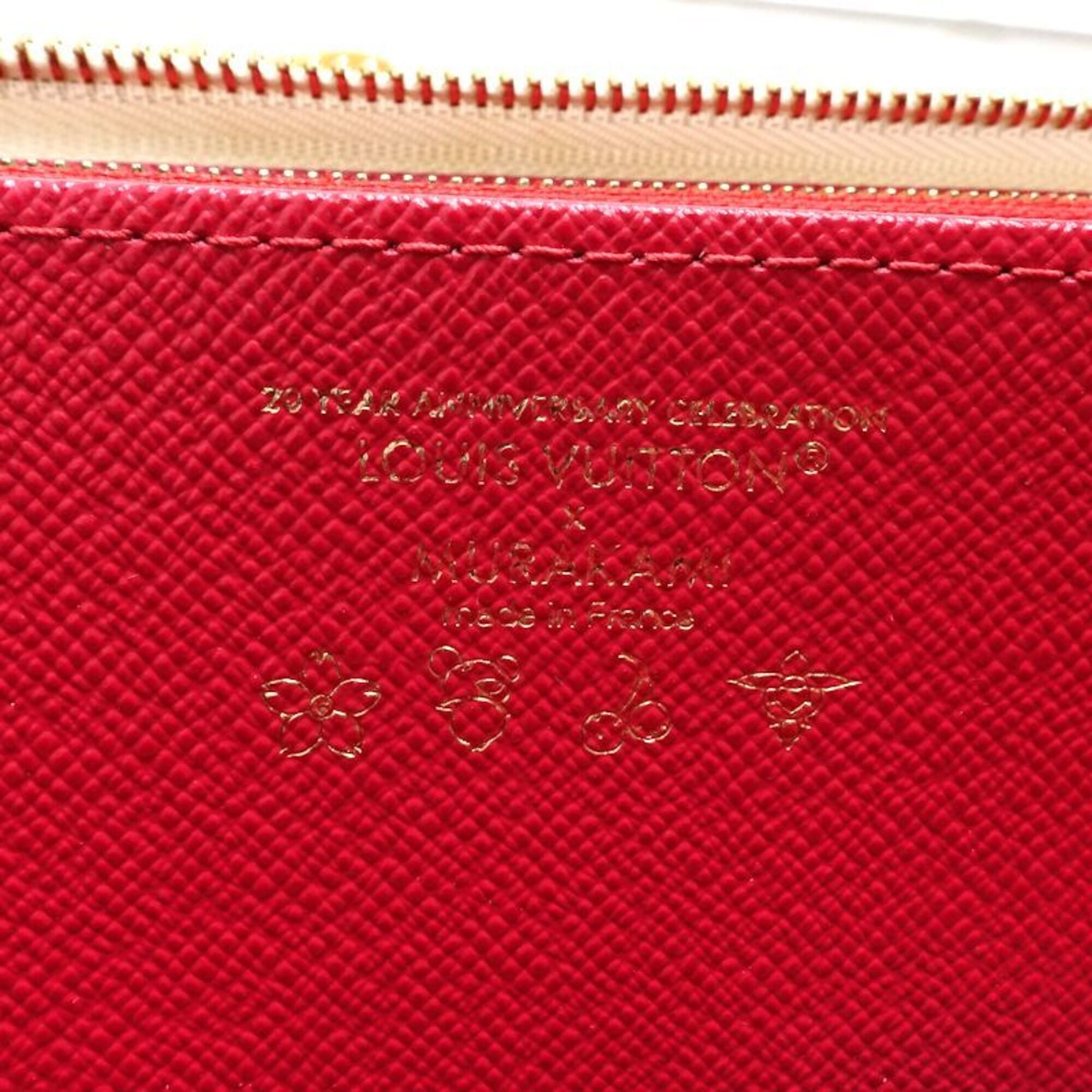 Louis Vuitton Cerise White Canvas Long Wallet (Bi-Fold) (Pre-Owned)