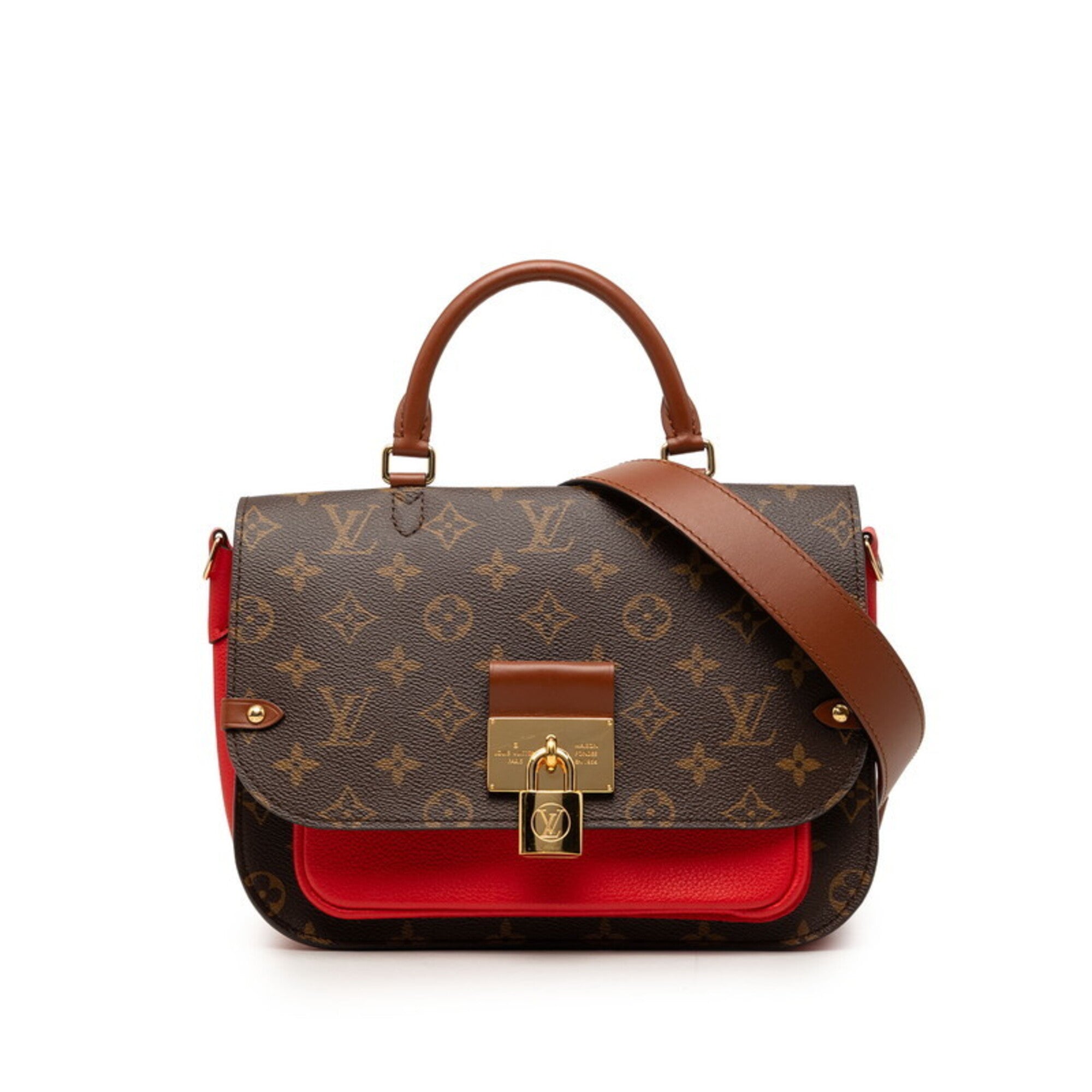 Louis Vuitton Monogram Brown Coquelicots Red Color Pvc Leather Handbag Shoulder Bag (Pre-Owned)