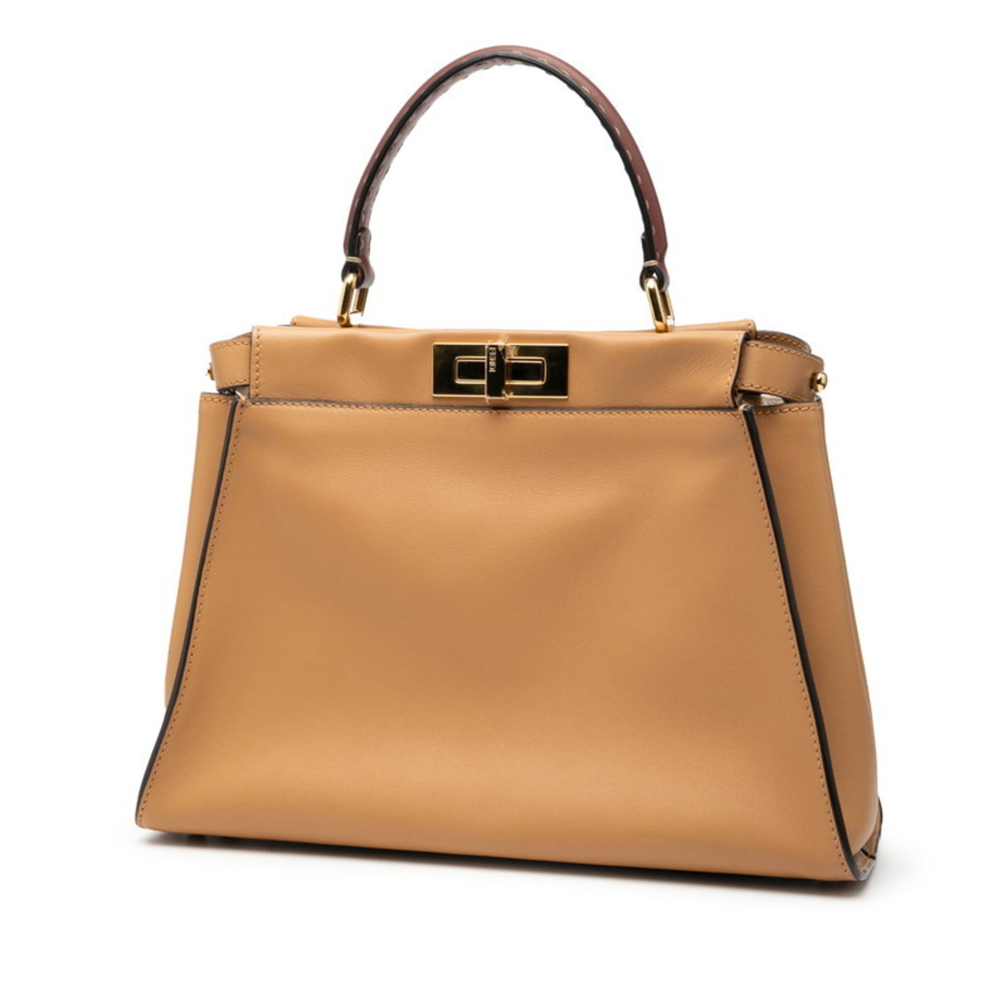 Fendi Selleria Bordeaux Brown Leather Handbag Shoulder Bag (Pre-Owned)