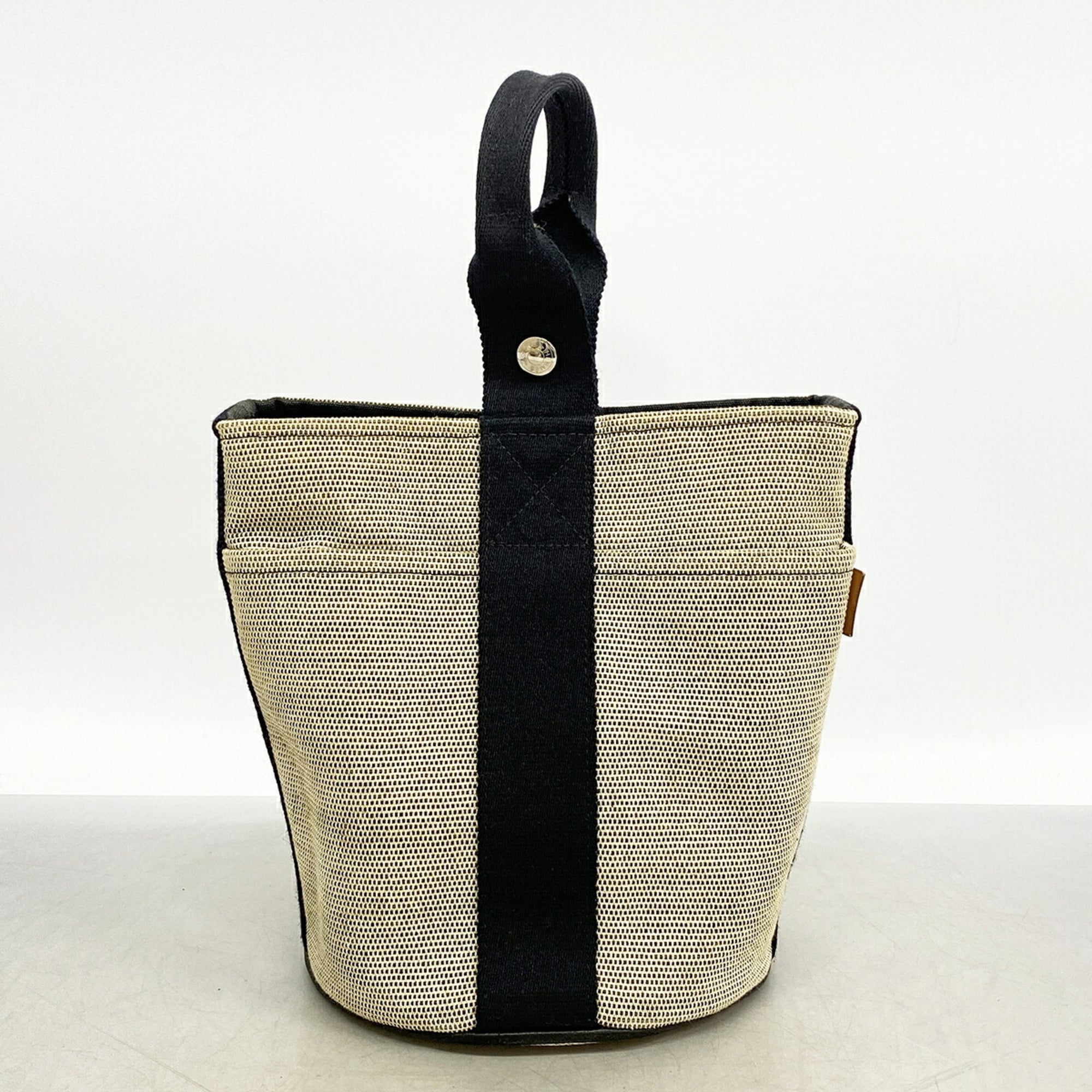 Hermes Black Gray Toile H Handbag (Pre-Owned)
