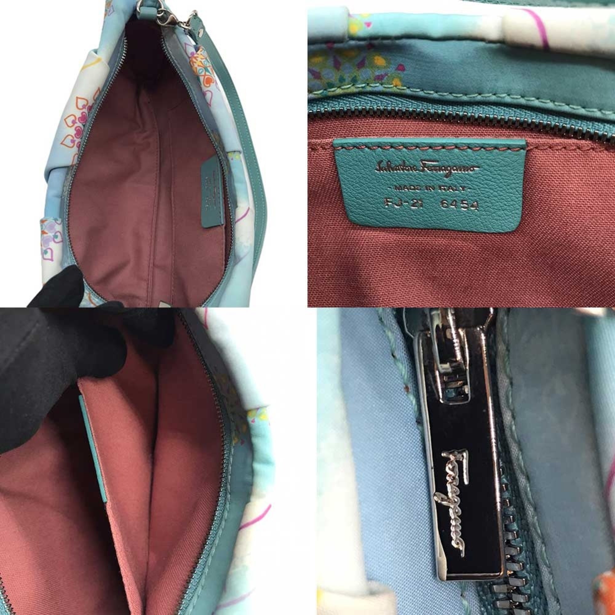 Salvatore Ferragamo Blue Sky Blue Nylon Leather Pouch (Pre-Owned)