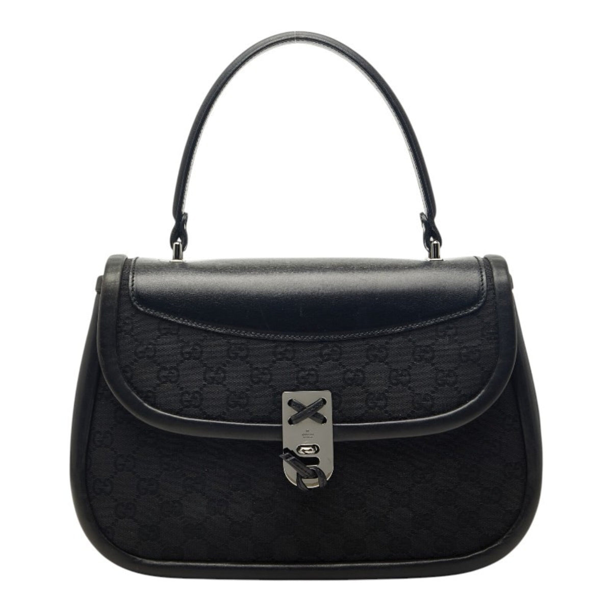 Gucci Black Canvas Leather Handbag (Pre-Owned)