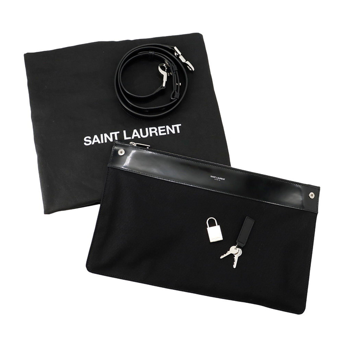 Yves Saint Laurent Black Patent Leather Handbag Pouch (Pre-Owned)
