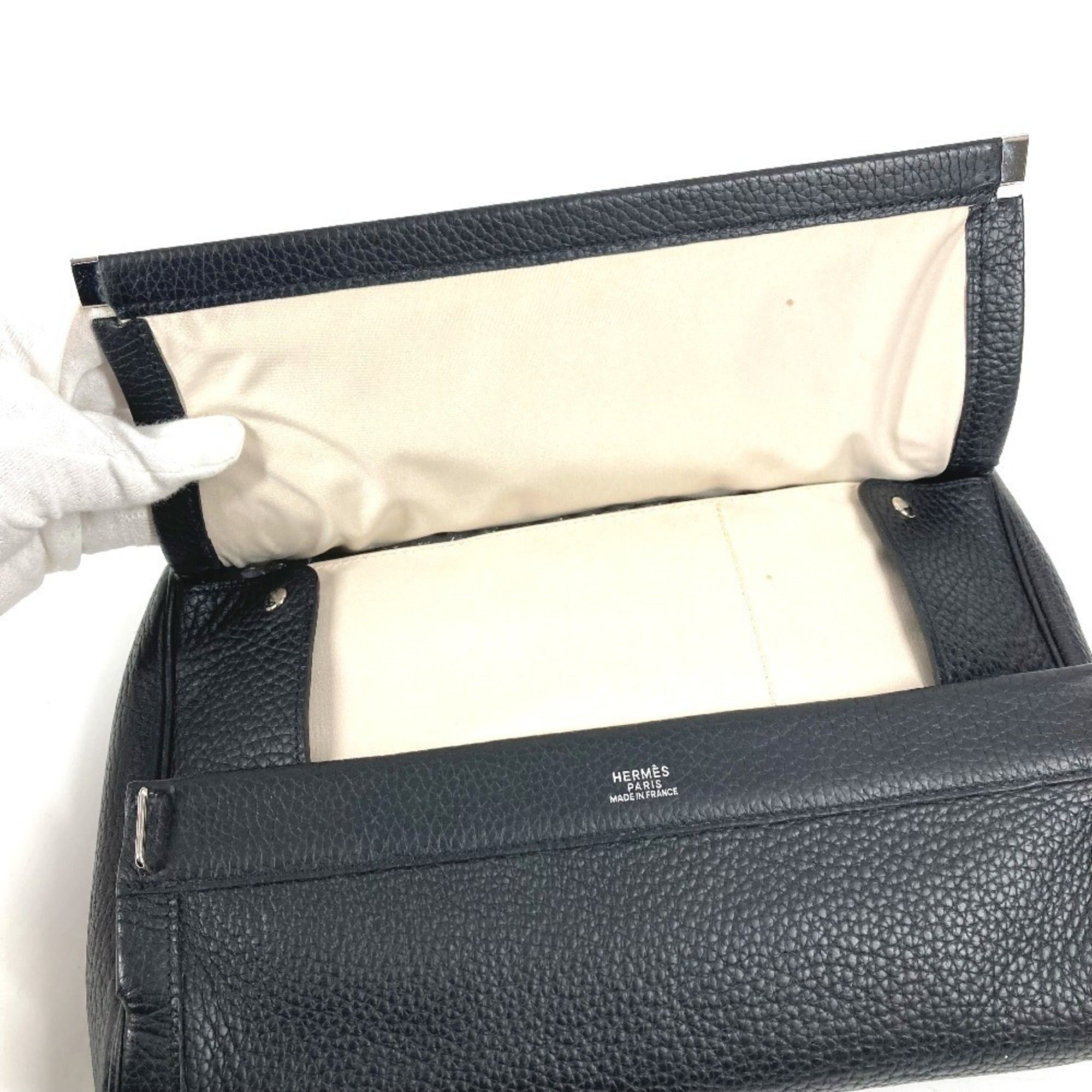 Hermes Black Leather Clutch Bag Pouch (Pre-Owned)