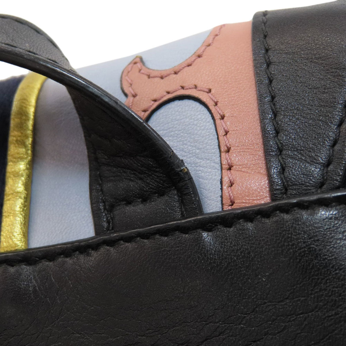 Gucci Black Light Blue Red Color Leather Backpack (Pre-Owned)