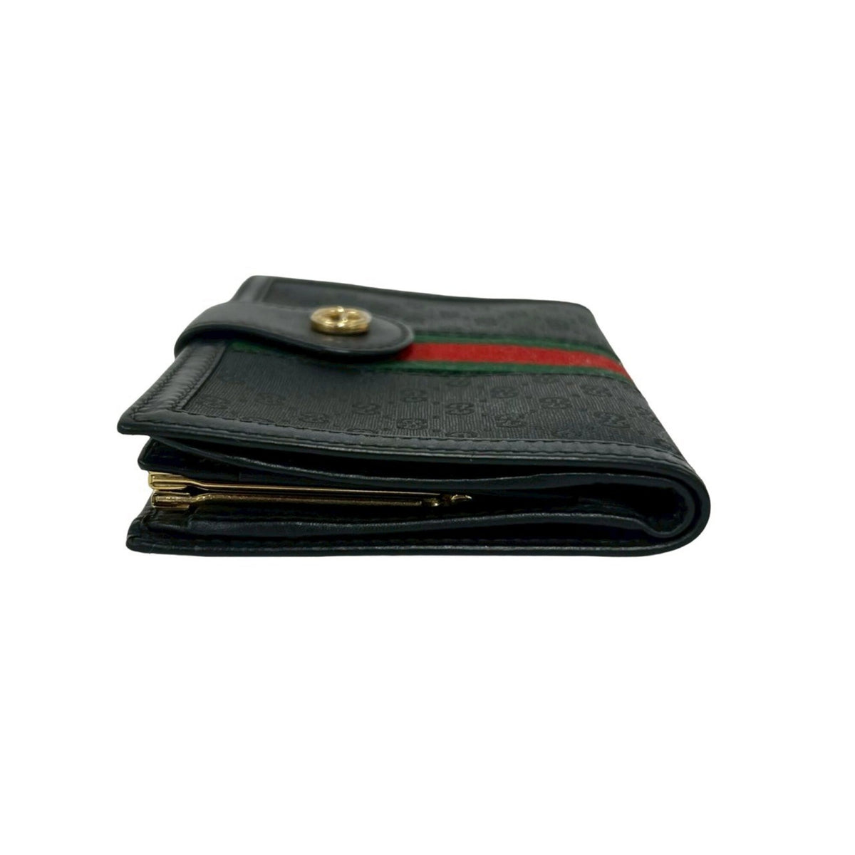 Gucci Black Green Red Color Pvc Leather Wallet (Bi-Fold) (Pre-Owned)