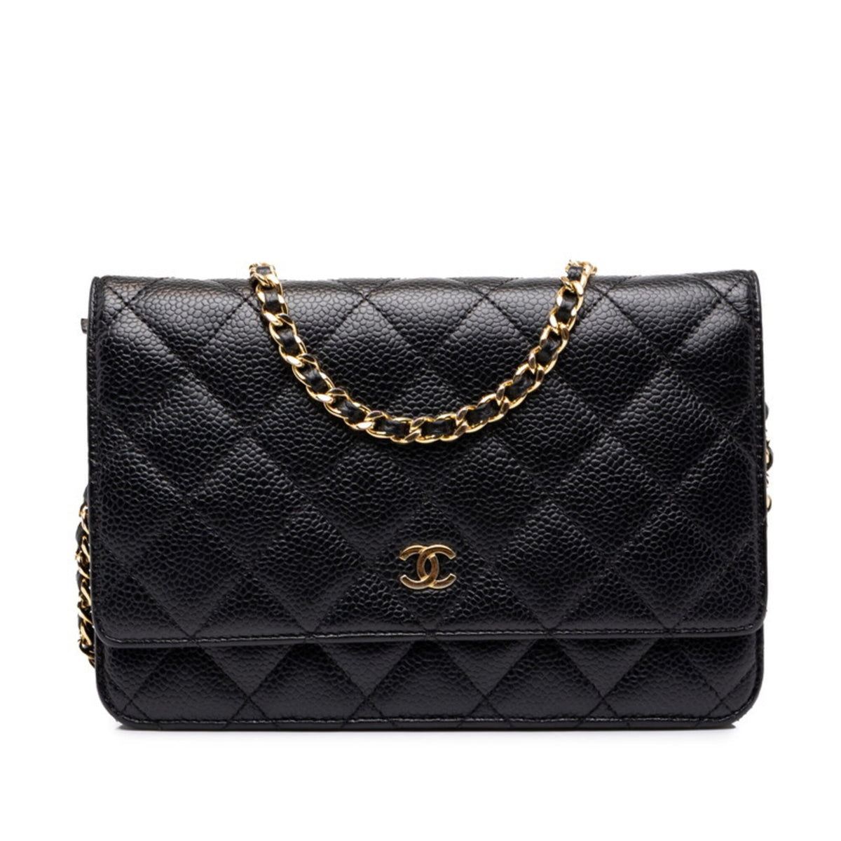 Chanel Black Gold Grained Calfskin Shoulder Bag (Pre-Owned)