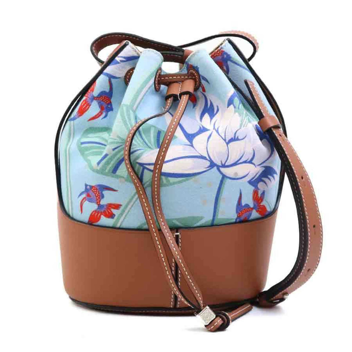 Loewe Blue Brown Canvas Leather Shoulder Bag (Pre-Owned)