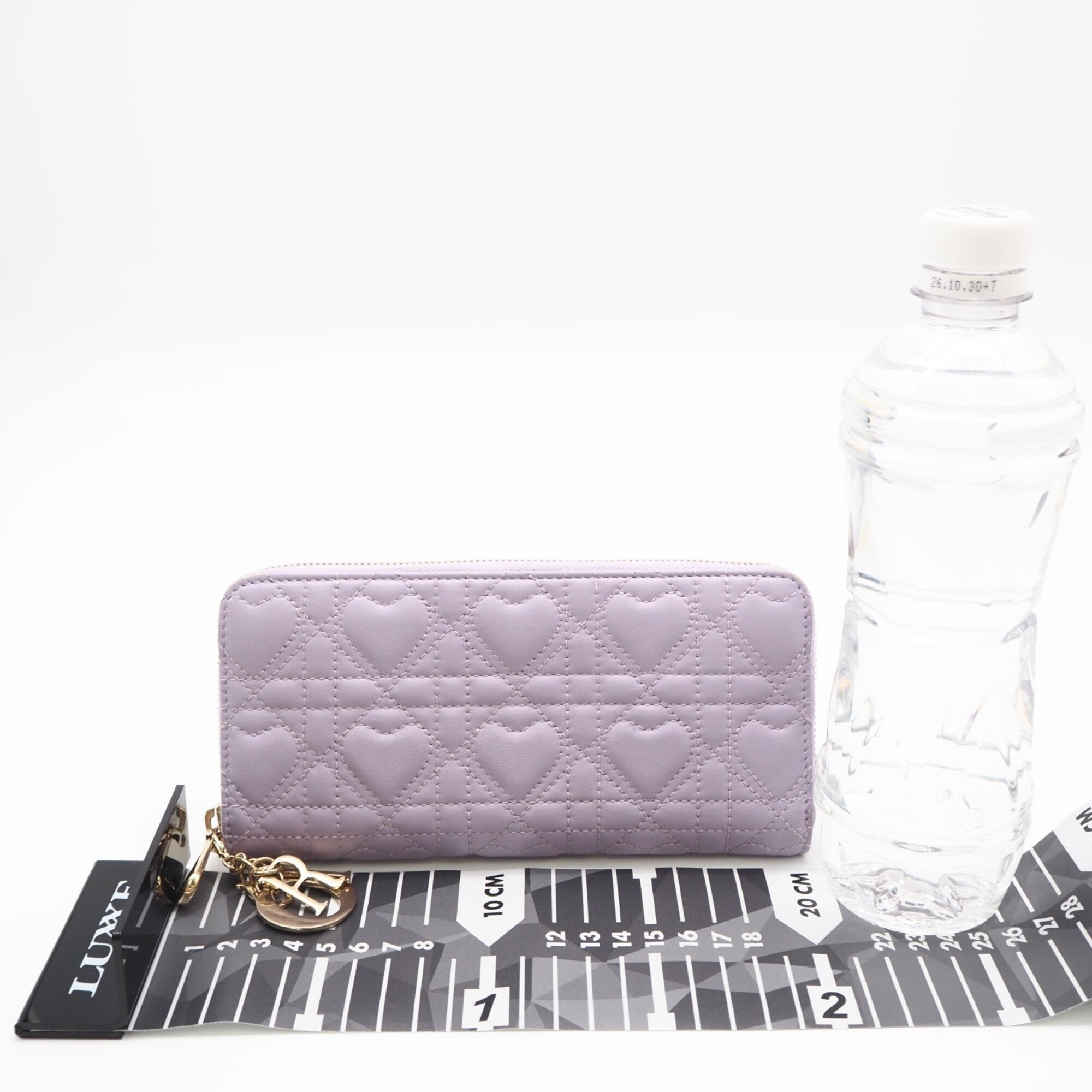 Christian Dior Lady Dior Purple Leather Long Wallet (Bi-Fold) (Pre-Owned)