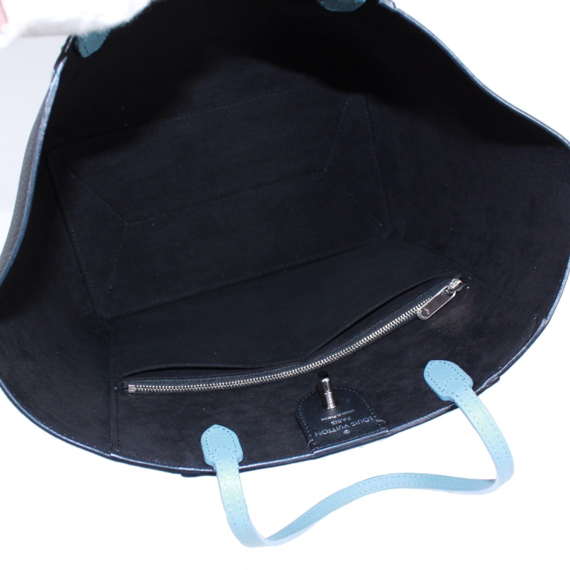 Louis Vuitton Black Blue Leather Handbag Tote Bag (Pre-Owned)