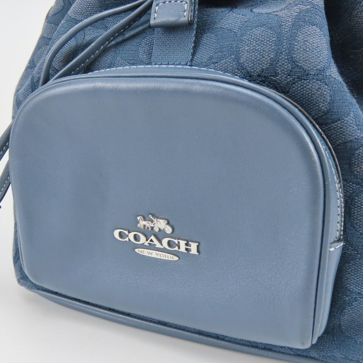Coach Navy Canvas Leather Backpack (Pre-Owned)