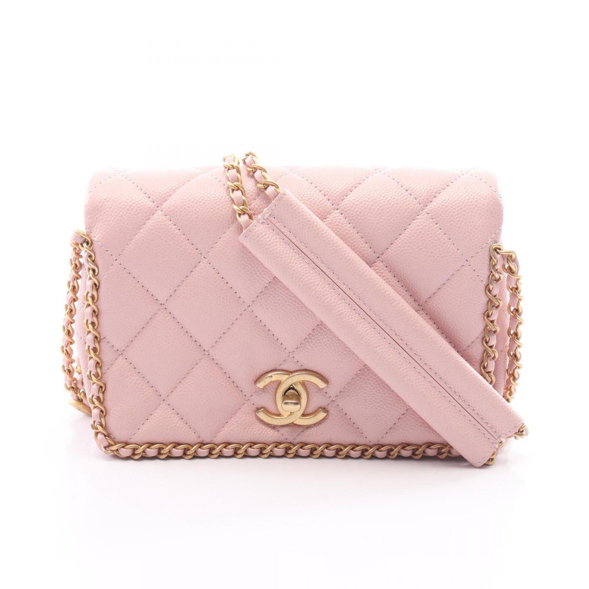 Chanel Pink Grained Calfskin Handbag Shoulder Bag (Pre-Owned)