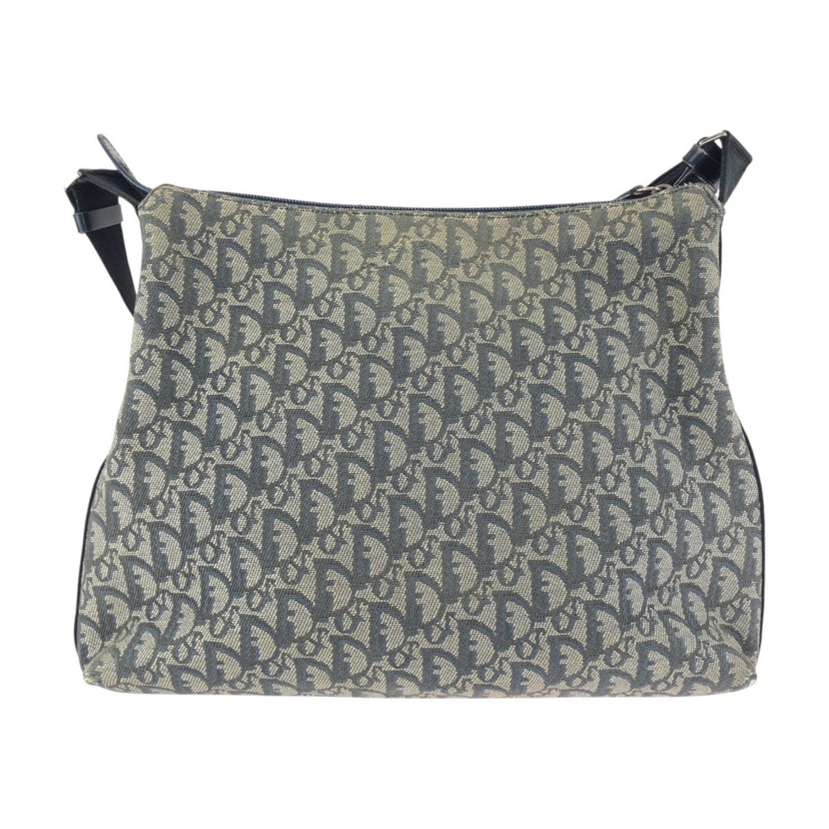 Christian Dior Gray Navy Canvas Leather Messenger Bag Shoulder Bag (Pre-Owned)