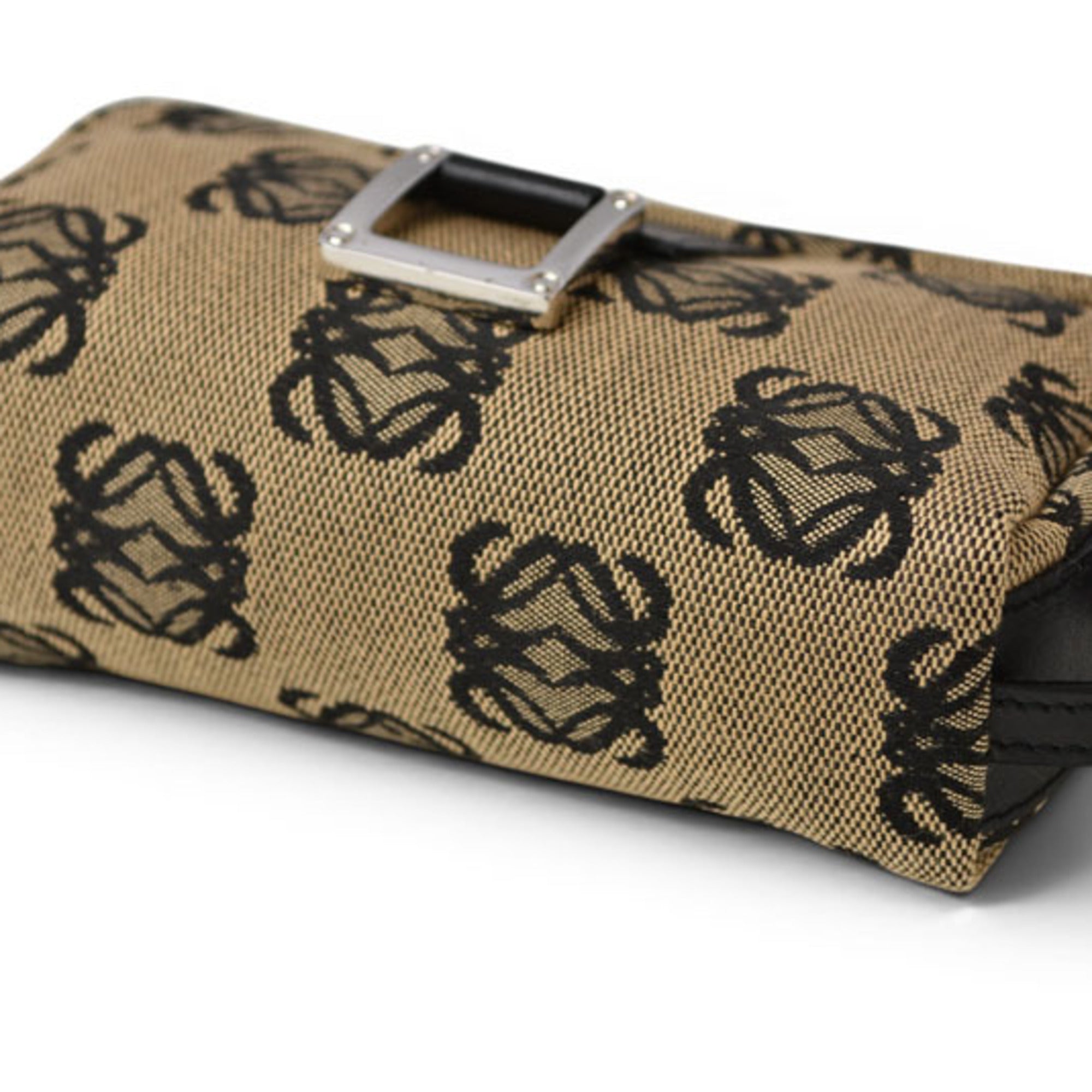 Loewe Beige Black Canvas Pouch (Pre-Owned)