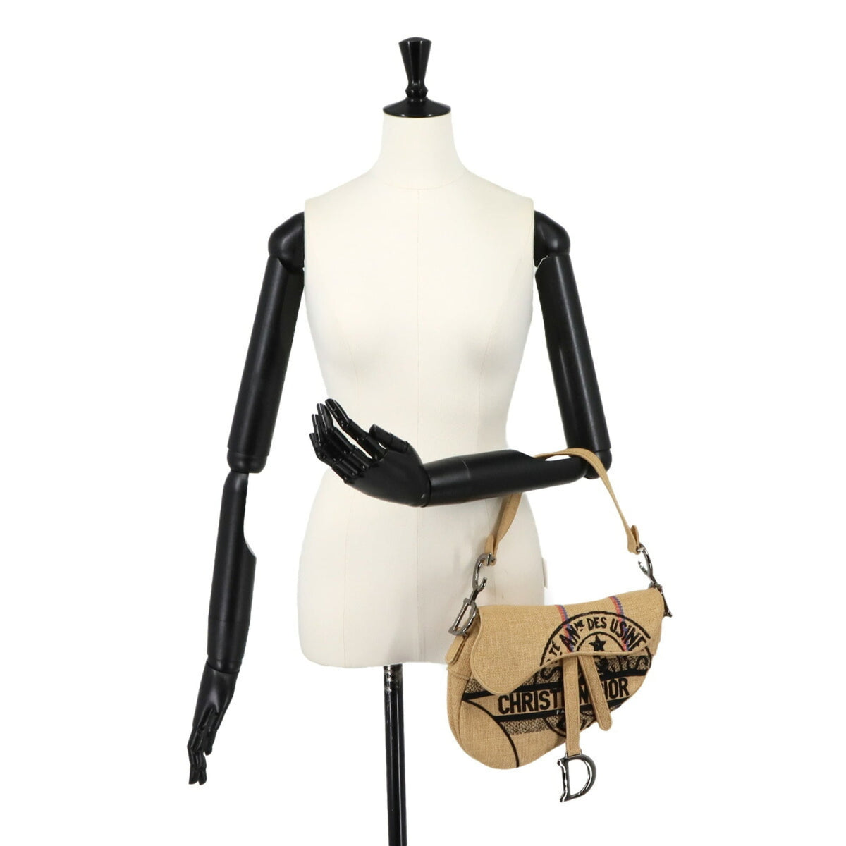 Christian Dior Beige Canvas Handbag Saddle Bag Shoulder Bag (Pre-Owned)