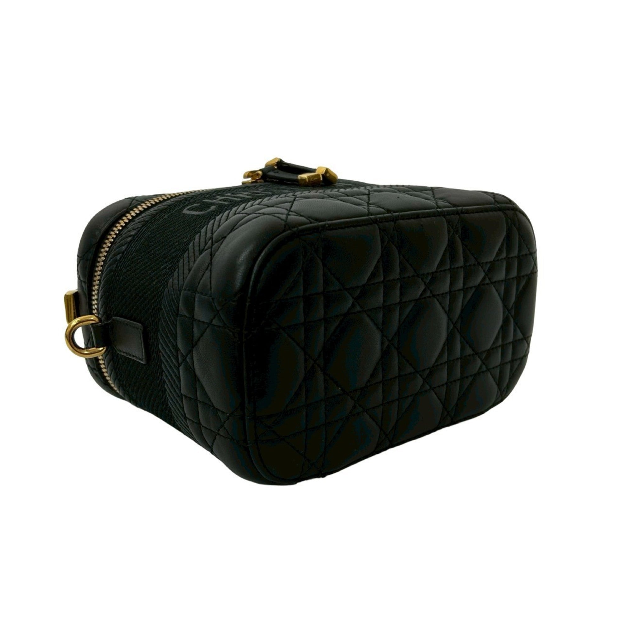 Christian Dior Black Leather Handbag Shoulder Bag Vanity Bag (Pre-Owned)