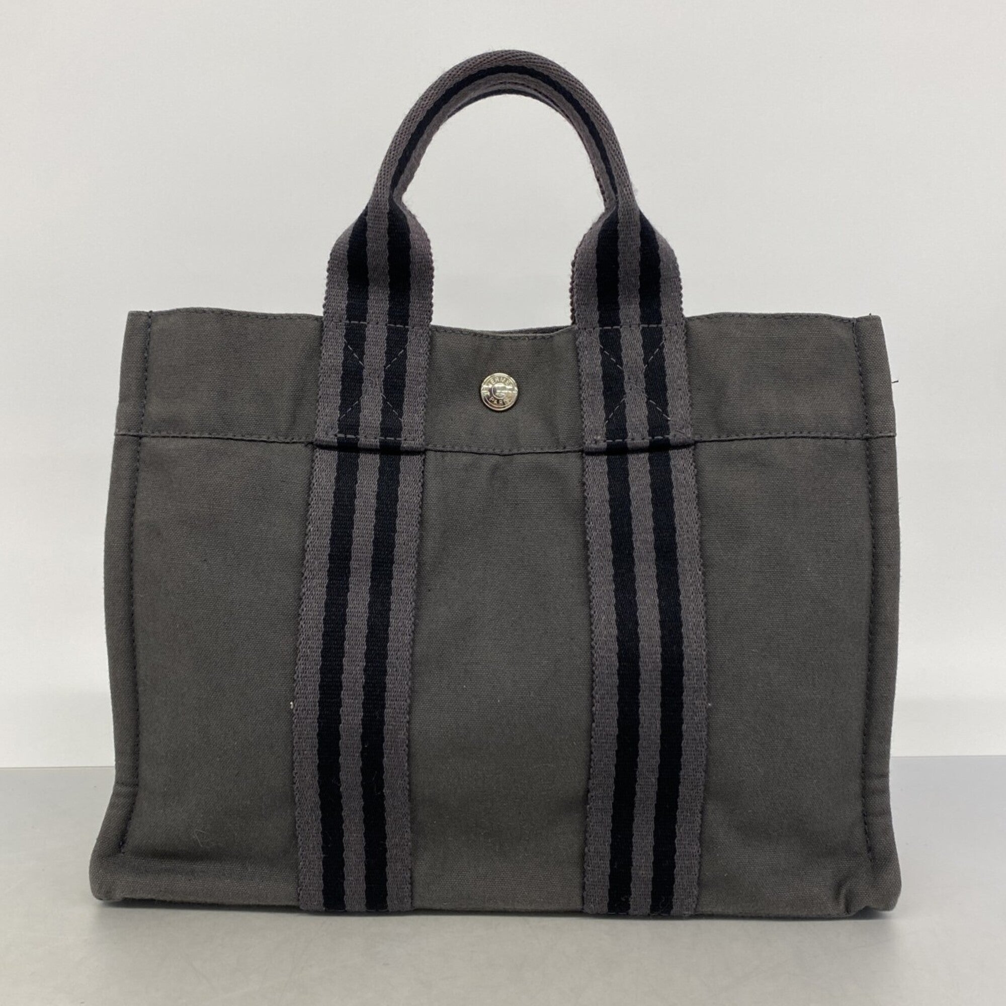Hermes Gray Canvas Handbag (Pre-Owned)
