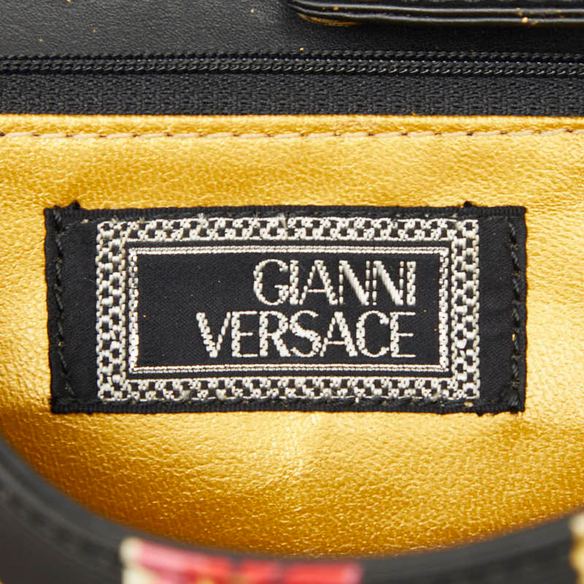 Versace Black Multi-Color Nylon Leather Shoulder Bag (Pre-Owned)