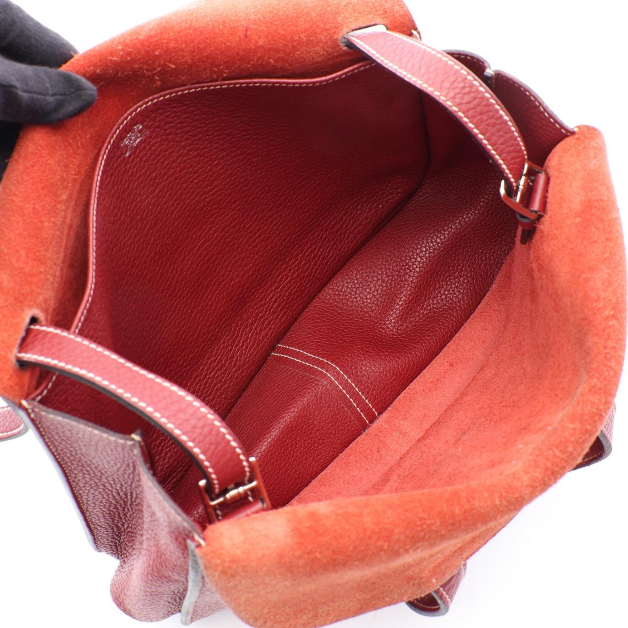 Hermes Bordeaux Rouge H Taurillon Clemence Leather Handbag (Pre-Owned)