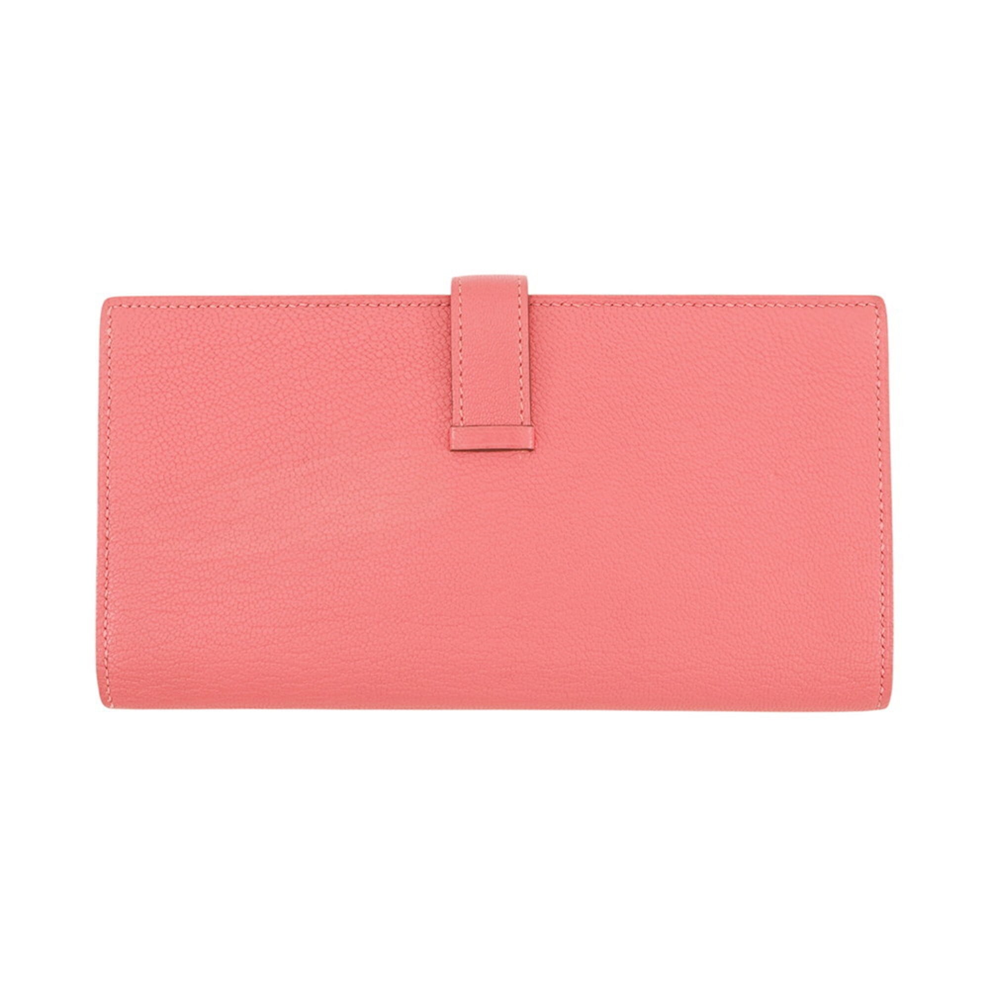 Hermes Pink Chevre Myzore Leather Long Wallet (Bi-Fold) (Pre-Owned)