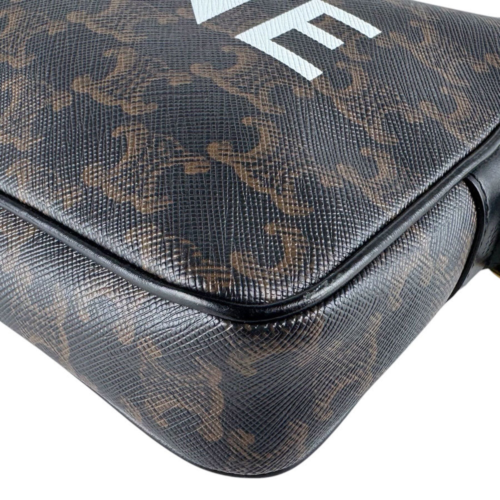 Celine Black Brown Coated Canvas Messenger Bag Shoulder Bag (Pre-Owned)