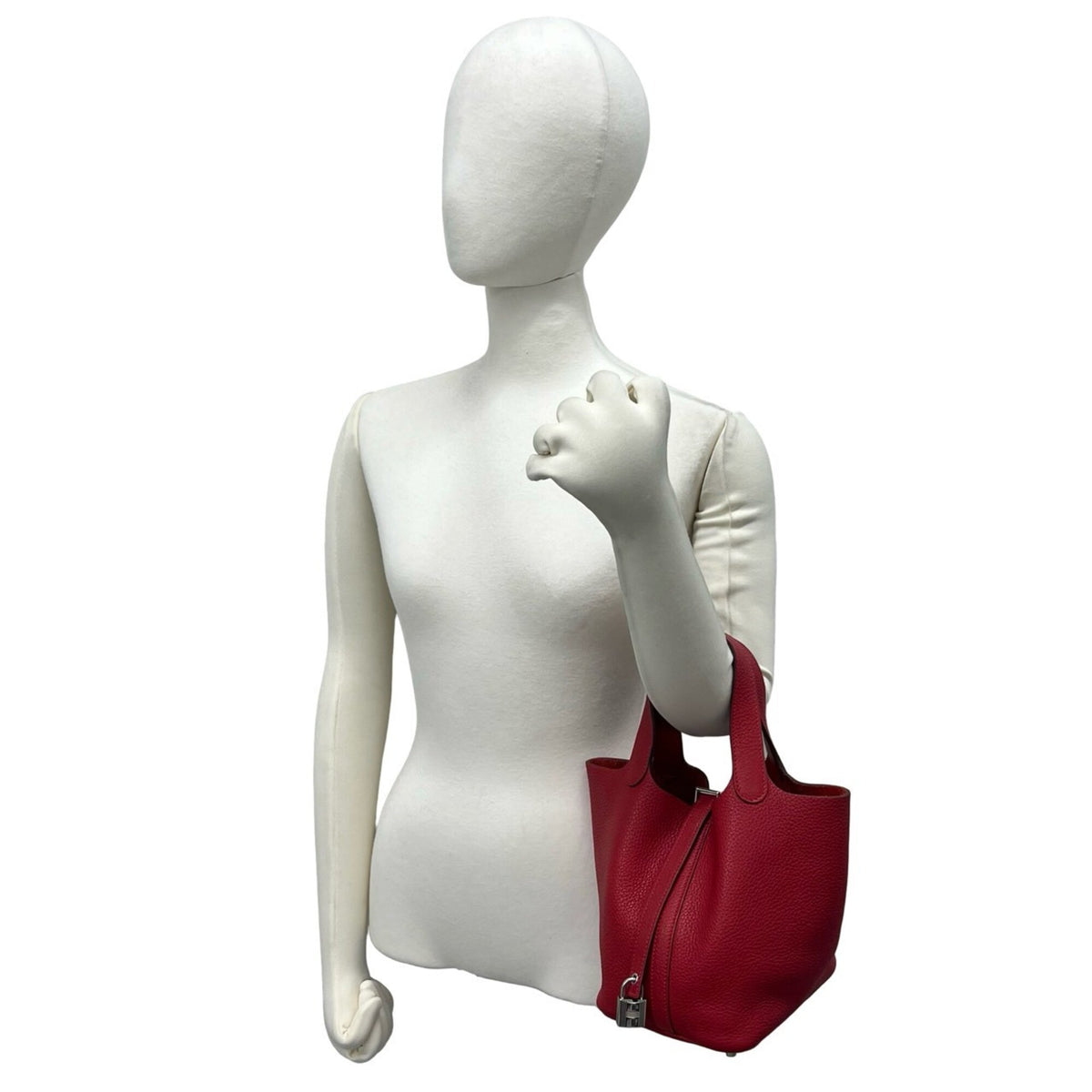 Hermes Red Color Taurillon Clemence Leather Handbag (Pre-Owned)
