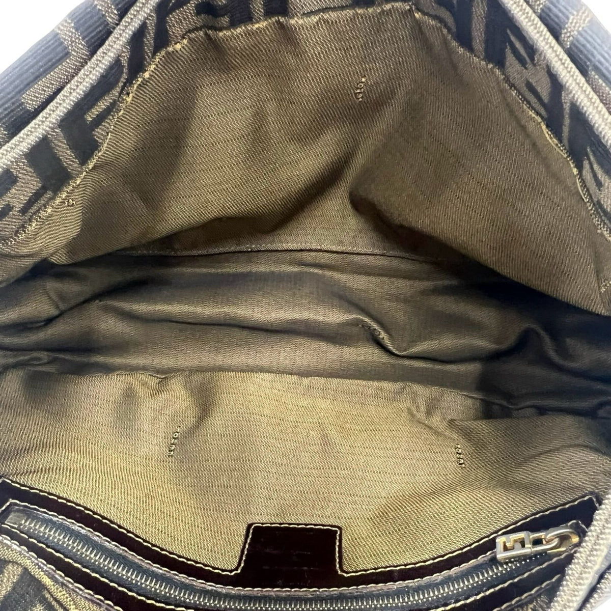 Fendi Black Brown Canvas Leather Handbag Tote Bag (Pre-Owned)