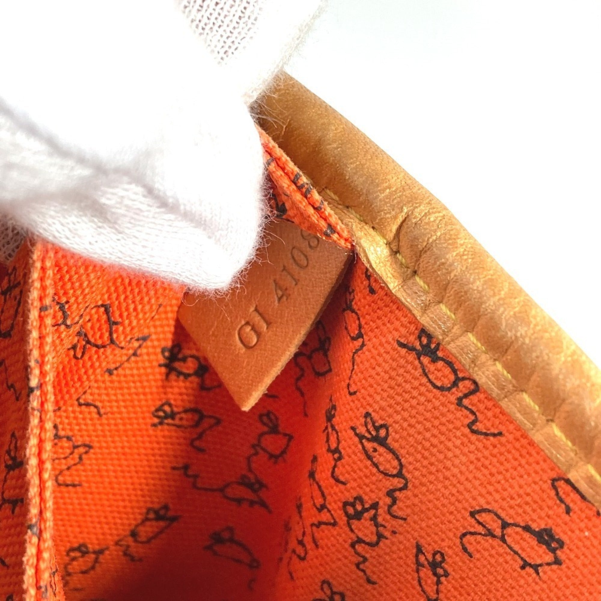 Louis Vuitton Brown Orange Monogram Leather Pouch Shoulder Bag Tote Bag (Pre-Owned)
