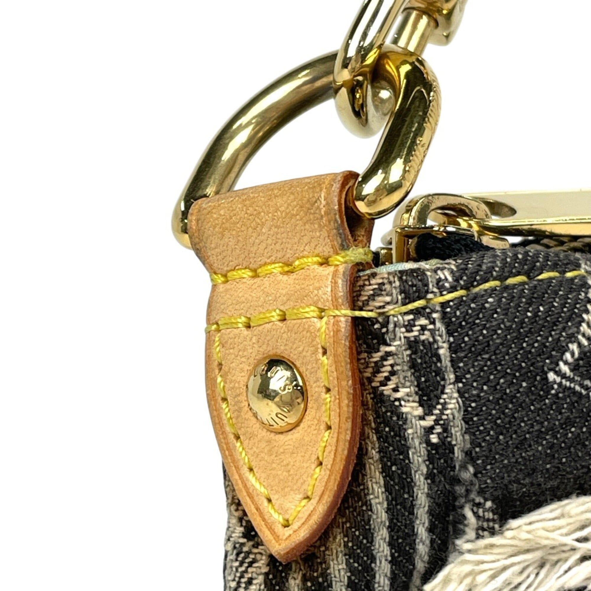 Louis Vuitton Black Gray Monogram Denim Shoulder Bag (Pre-Owned)