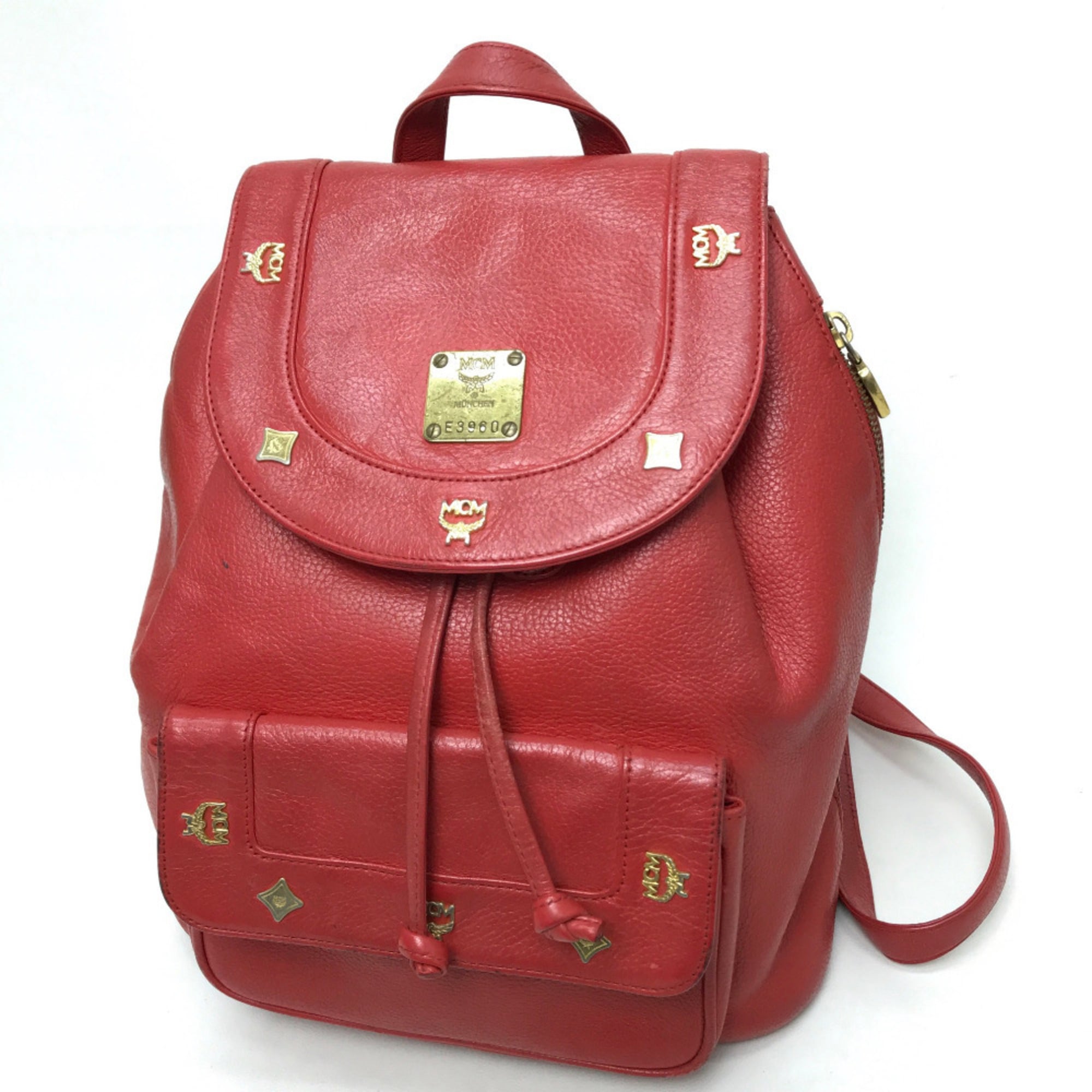 Mcm Red Color Leather Backpack (Pre-Owned)