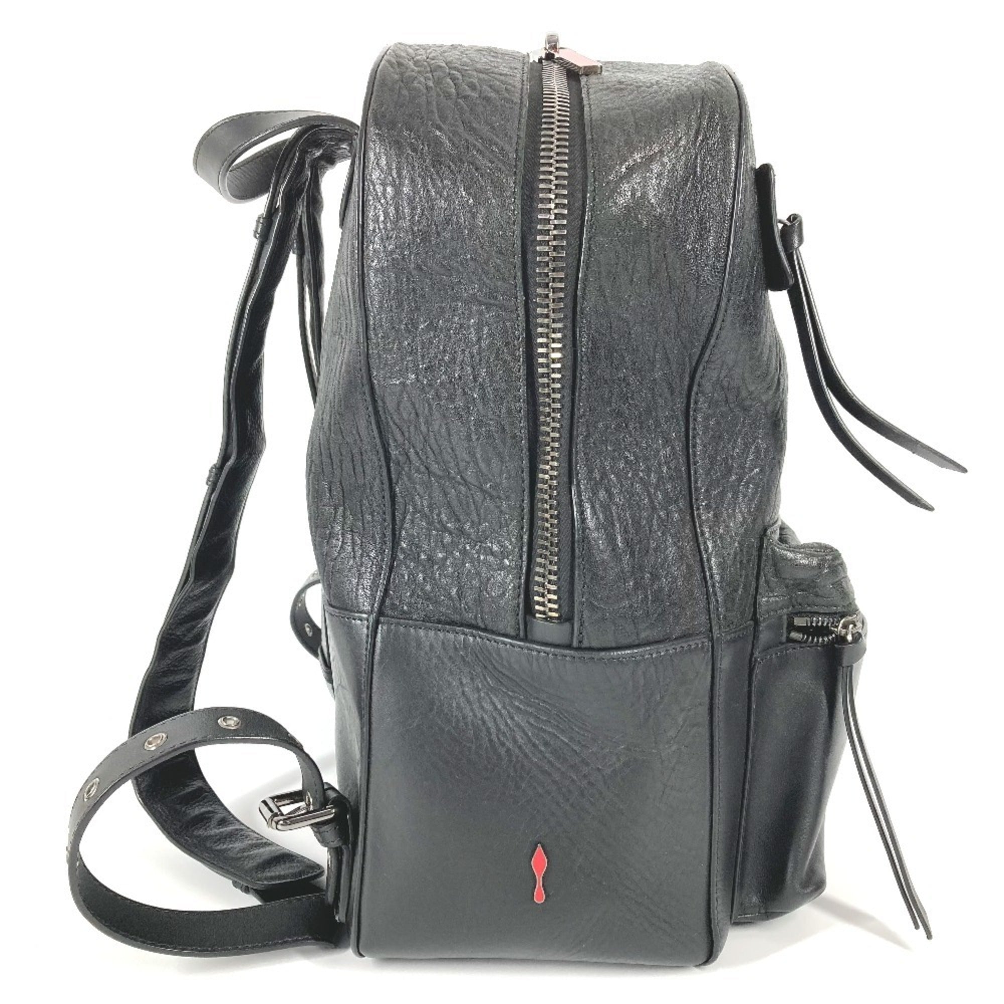 Christian Louboutin Black Red Color Leather Backpack (Pre-Owned)