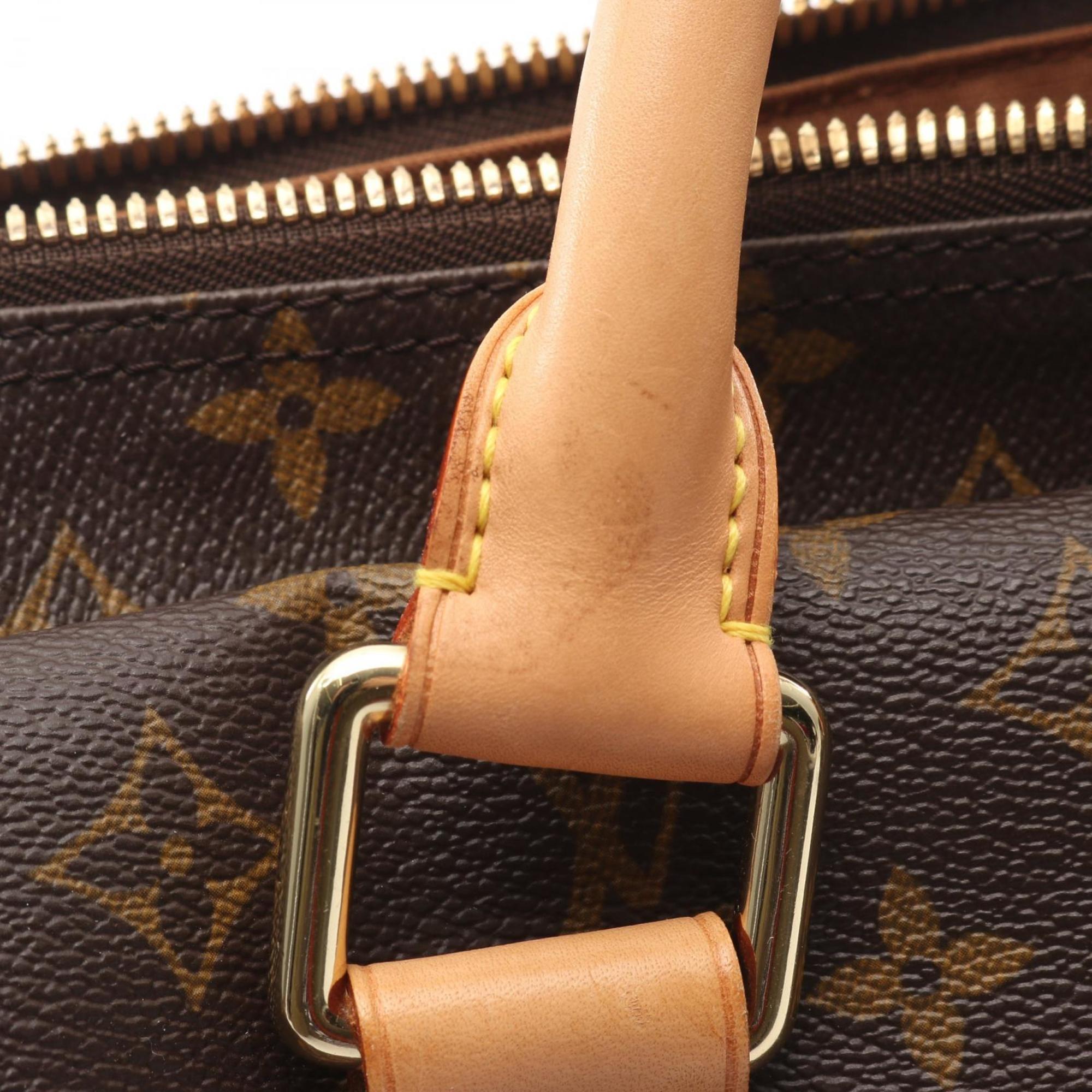 Louis Vuitton Brown Coated Canvas Leather Boston Bag (Pre-Owned)