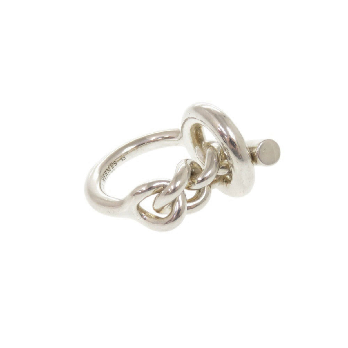 Hermes Silver Silver 925 Band Ring (Pre-Owned)