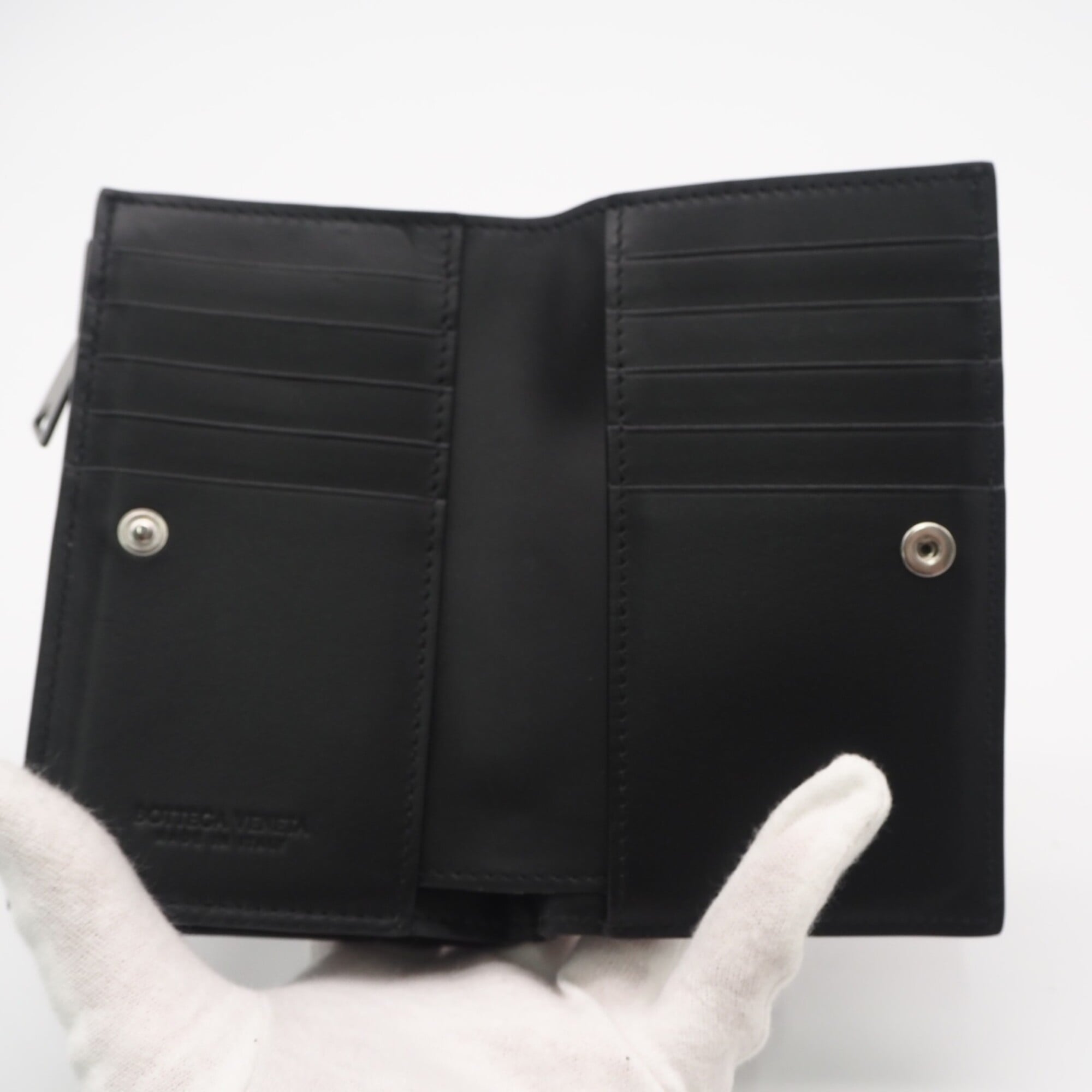 Bottega Veneta Intrecciato Black Leather Wallet (Bi-Fold) (Pre-Owned)