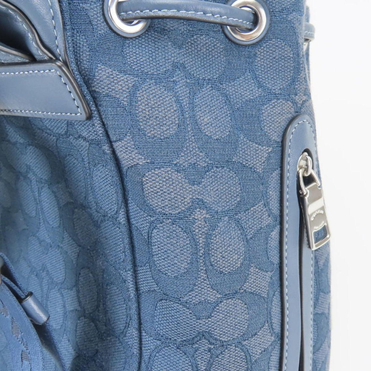 Coach Navy Canvas Leather Backpack (Pre-Owned)