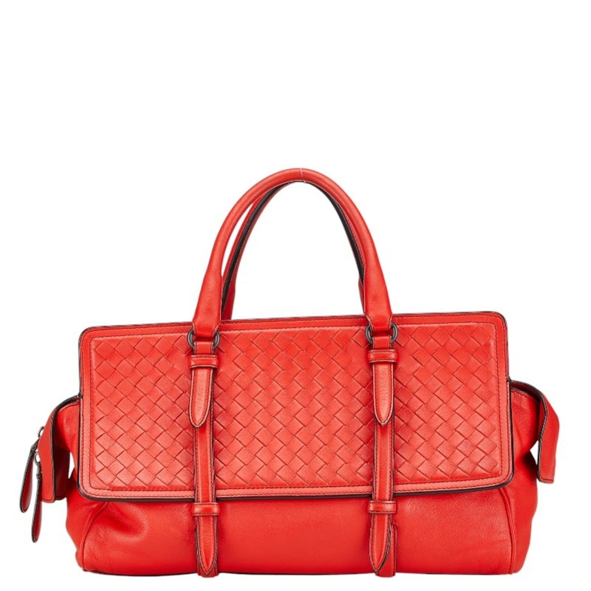 Bottega Veneta Red Color Leather Handbag (Pre-Owned)
