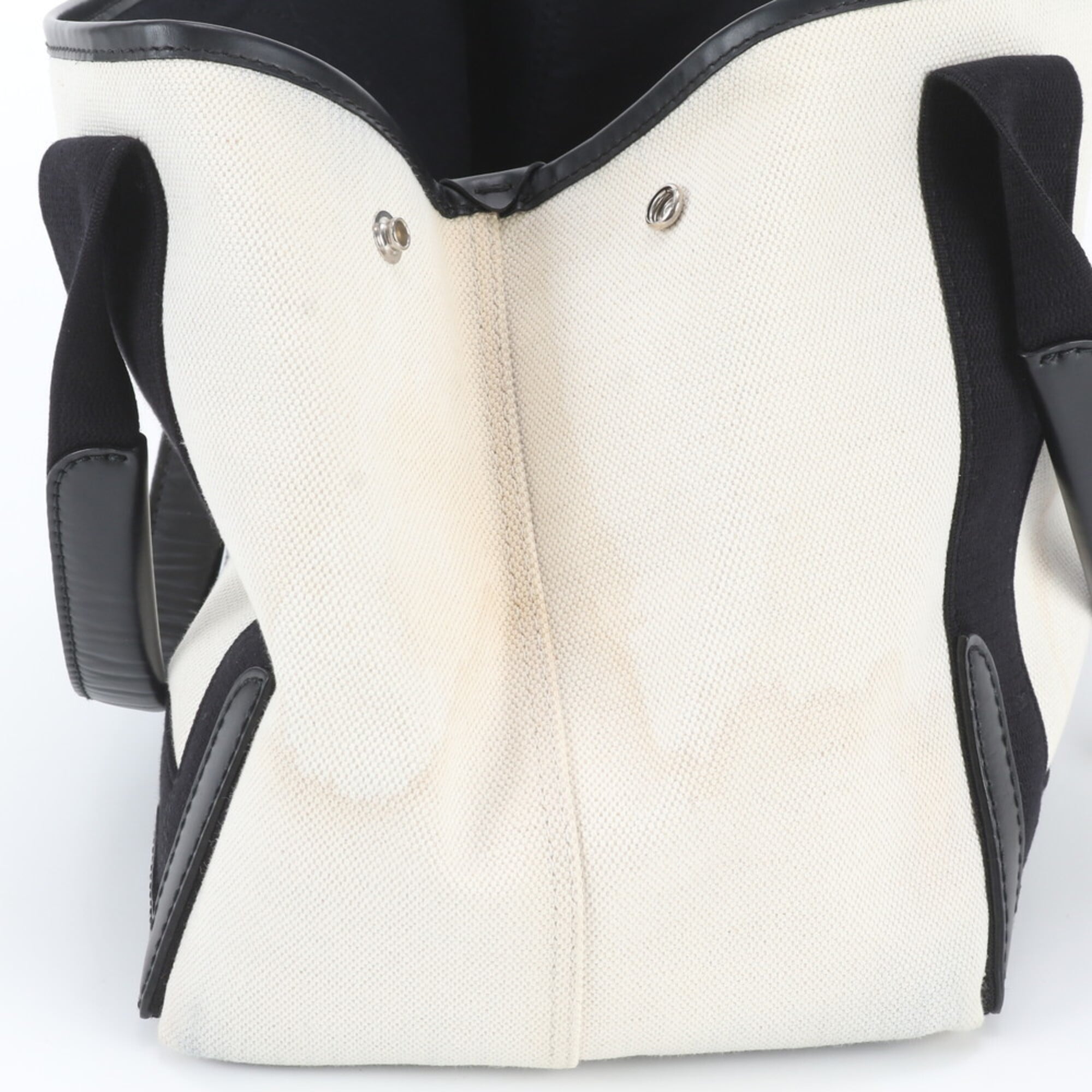 Balenciaga Black White Leather Canvas Handbag Shoulder Bag Tote Bag (Pre-Owned)