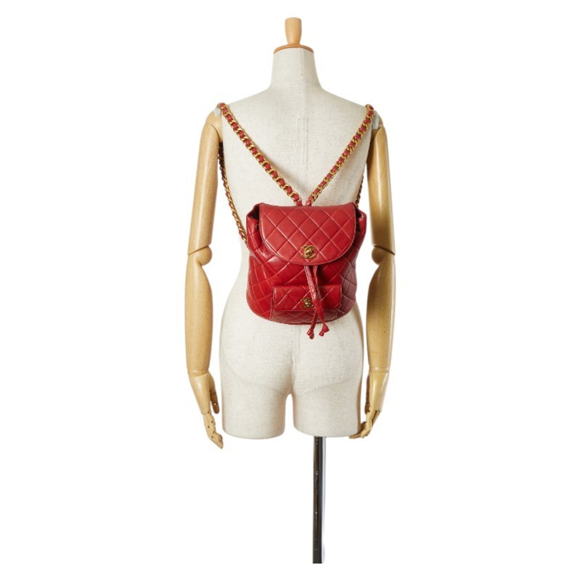 Chanel Red Color Leather Backpack (Pre-Owned)