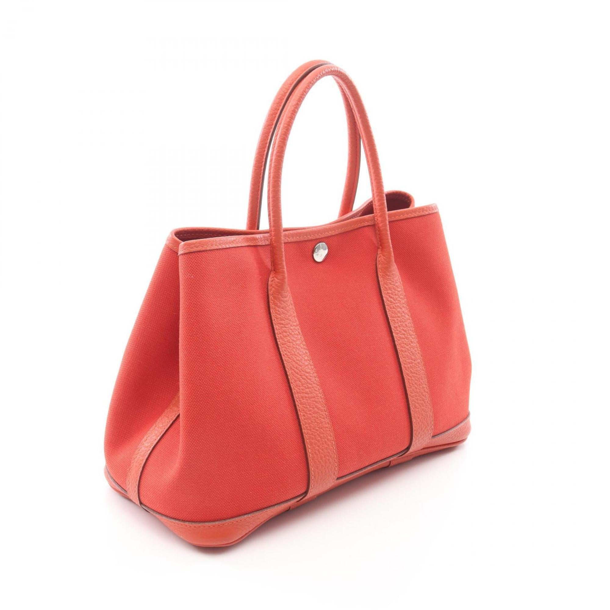 Hermes Red Color Canvas Handbag Tote Bag (Pre-Owned)