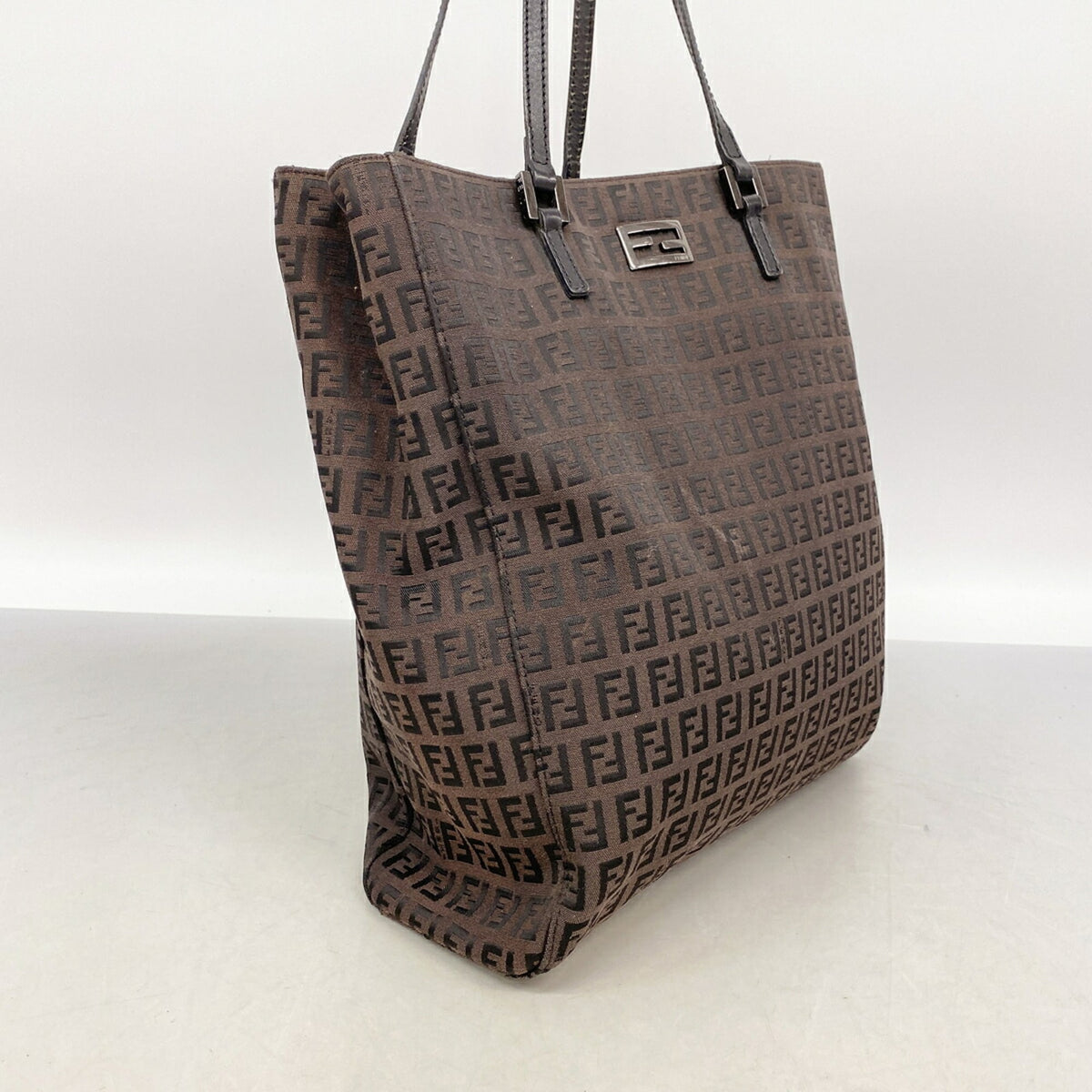 Fendi Dark Brown Nylon Canvas Tote Bag (Pre-Owned)