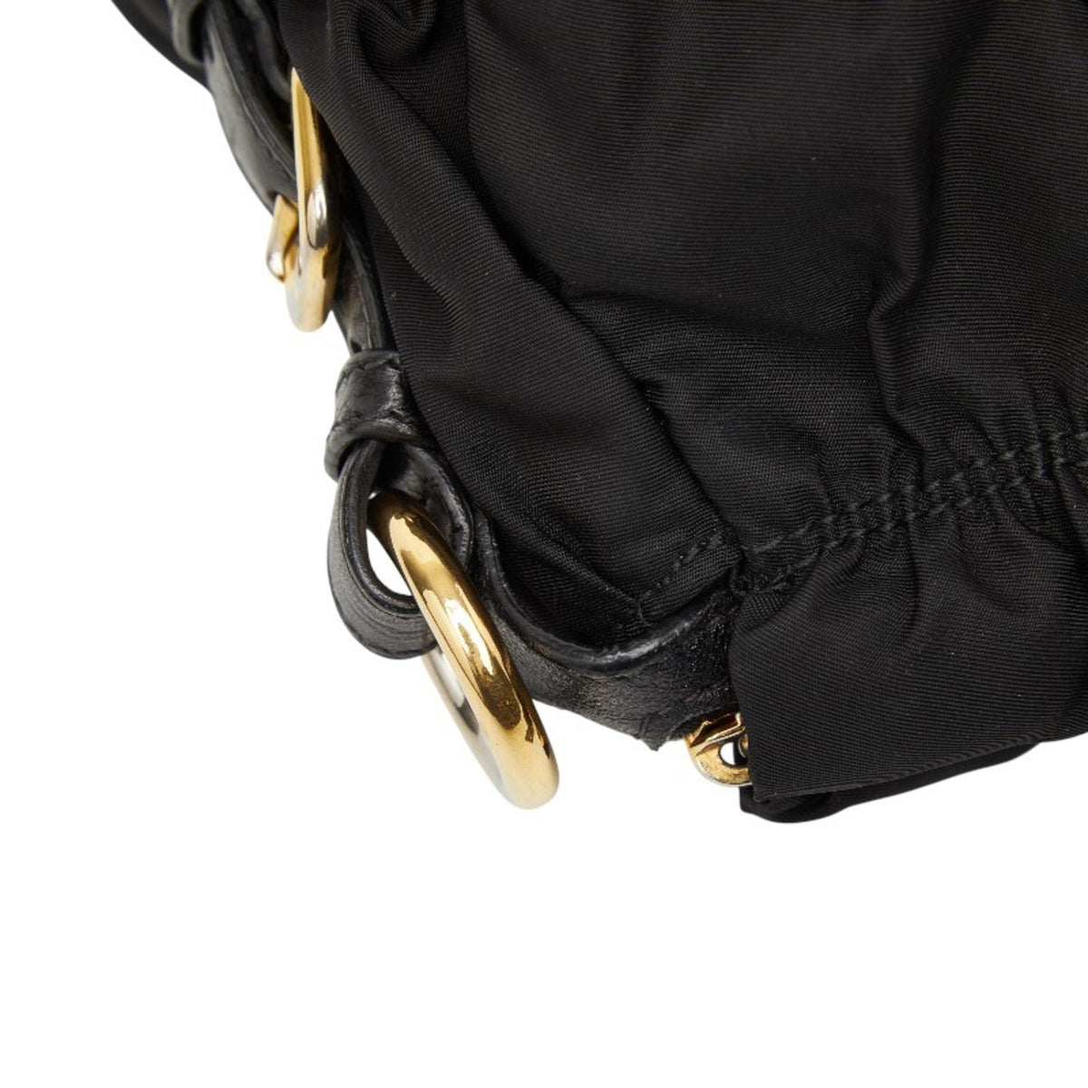 Prada Black Nylon Leather Shoulder Bag Tote Bag (Pre-Owned)
