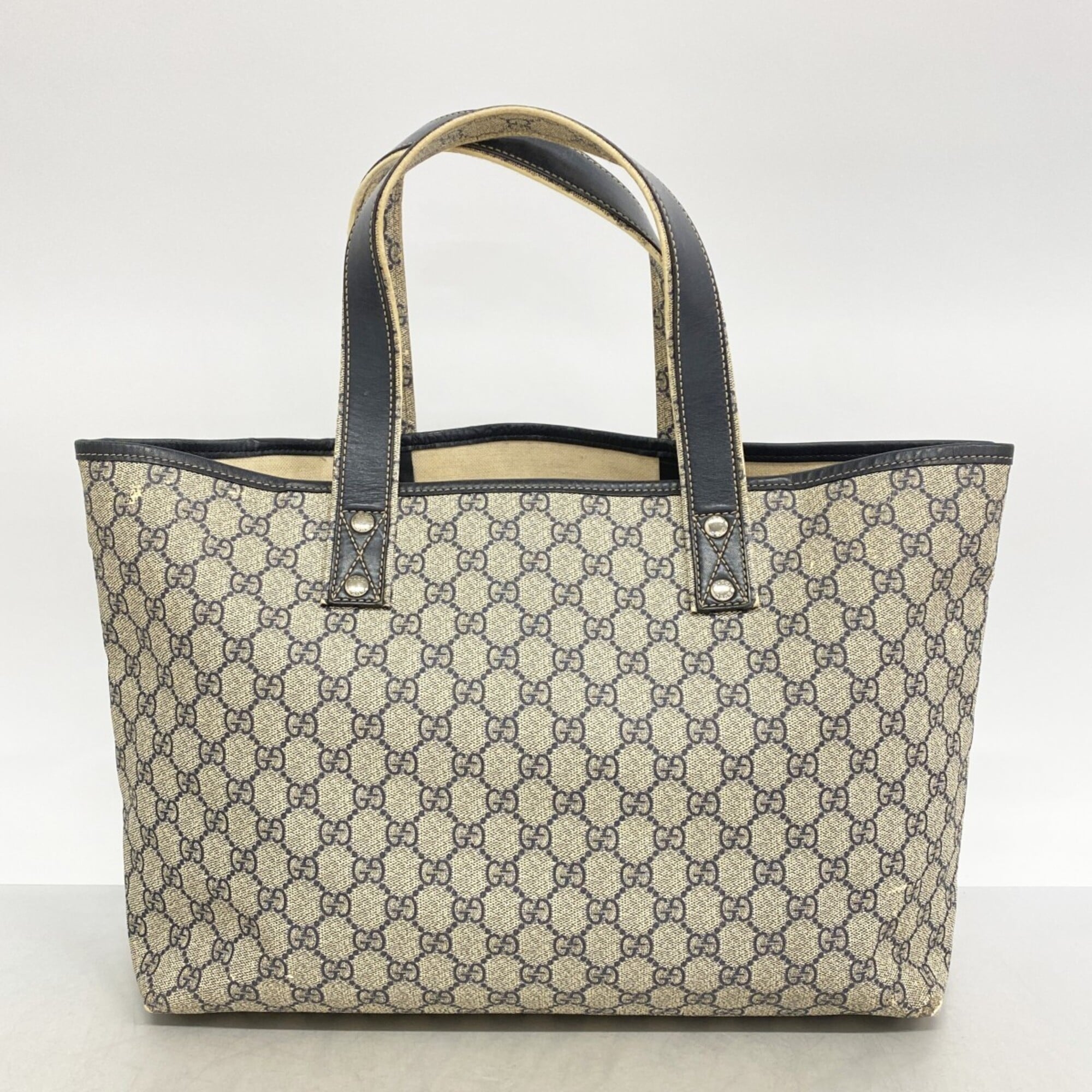 Gucci Beige Navy Pvc Tote Bag (Pre-Owned)