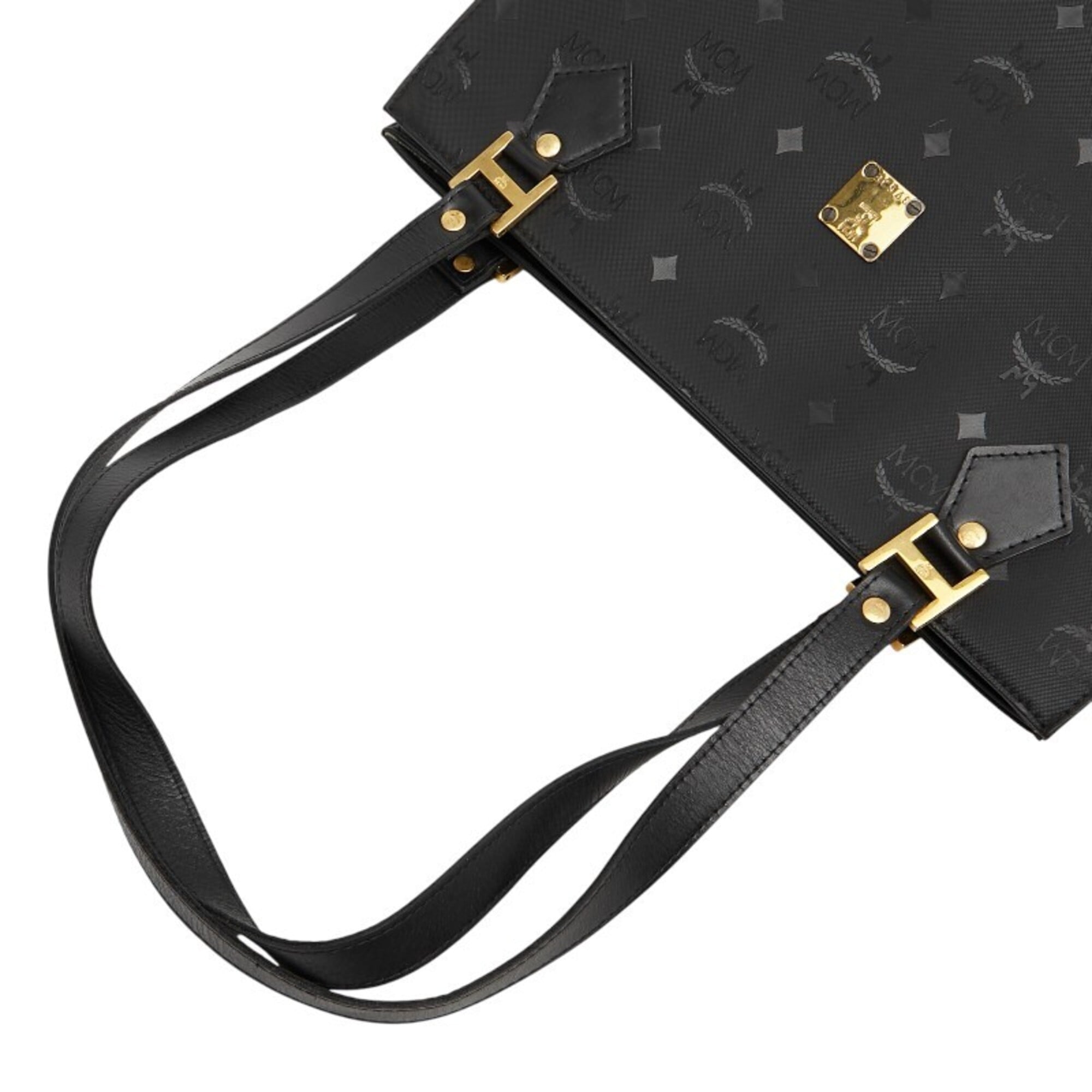 Mcm Black Nylon Leather Shoulder Bag Tote Bag (Pre-Owned)