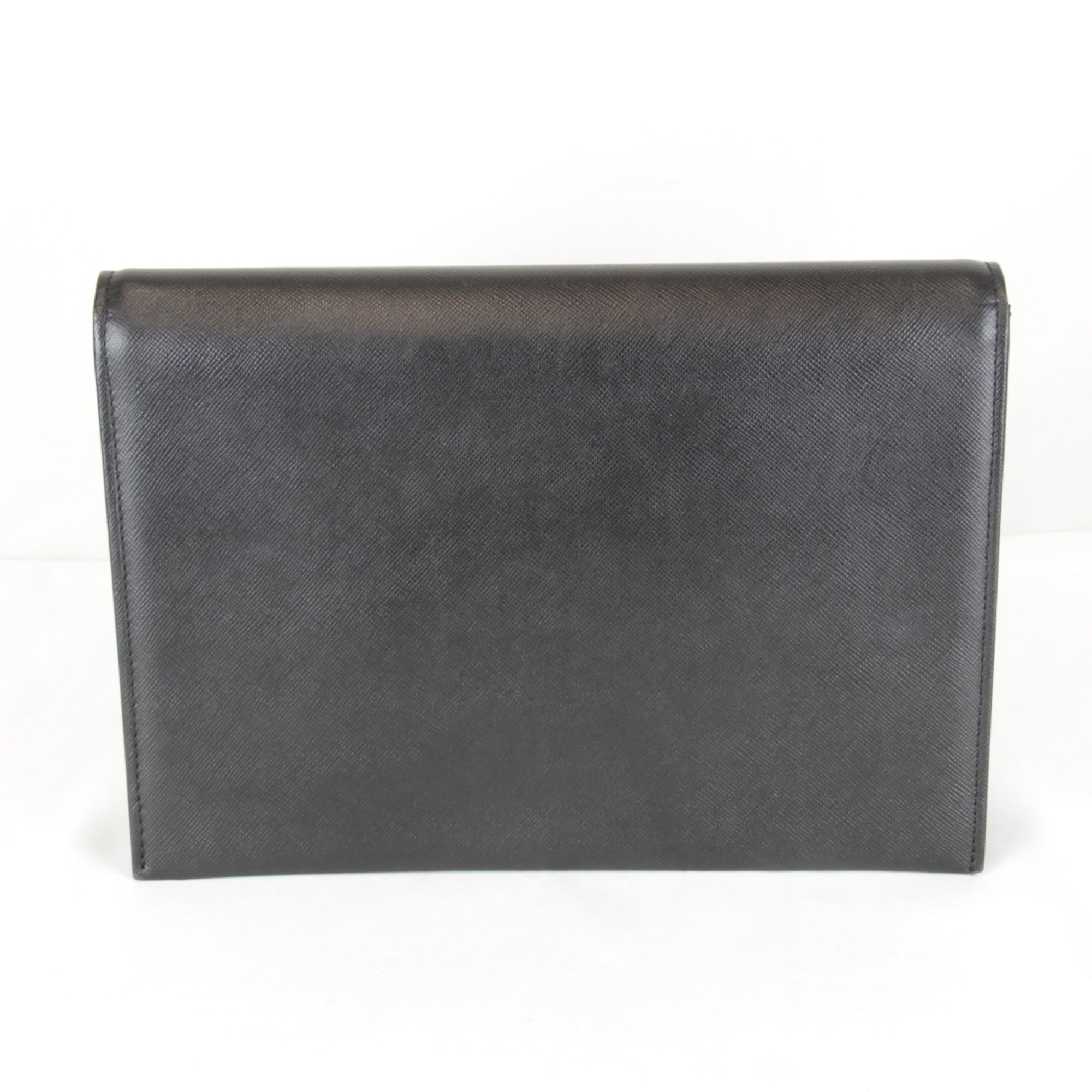 Saint Laurent Black Leather Clutch Bag (Pre-Owned)