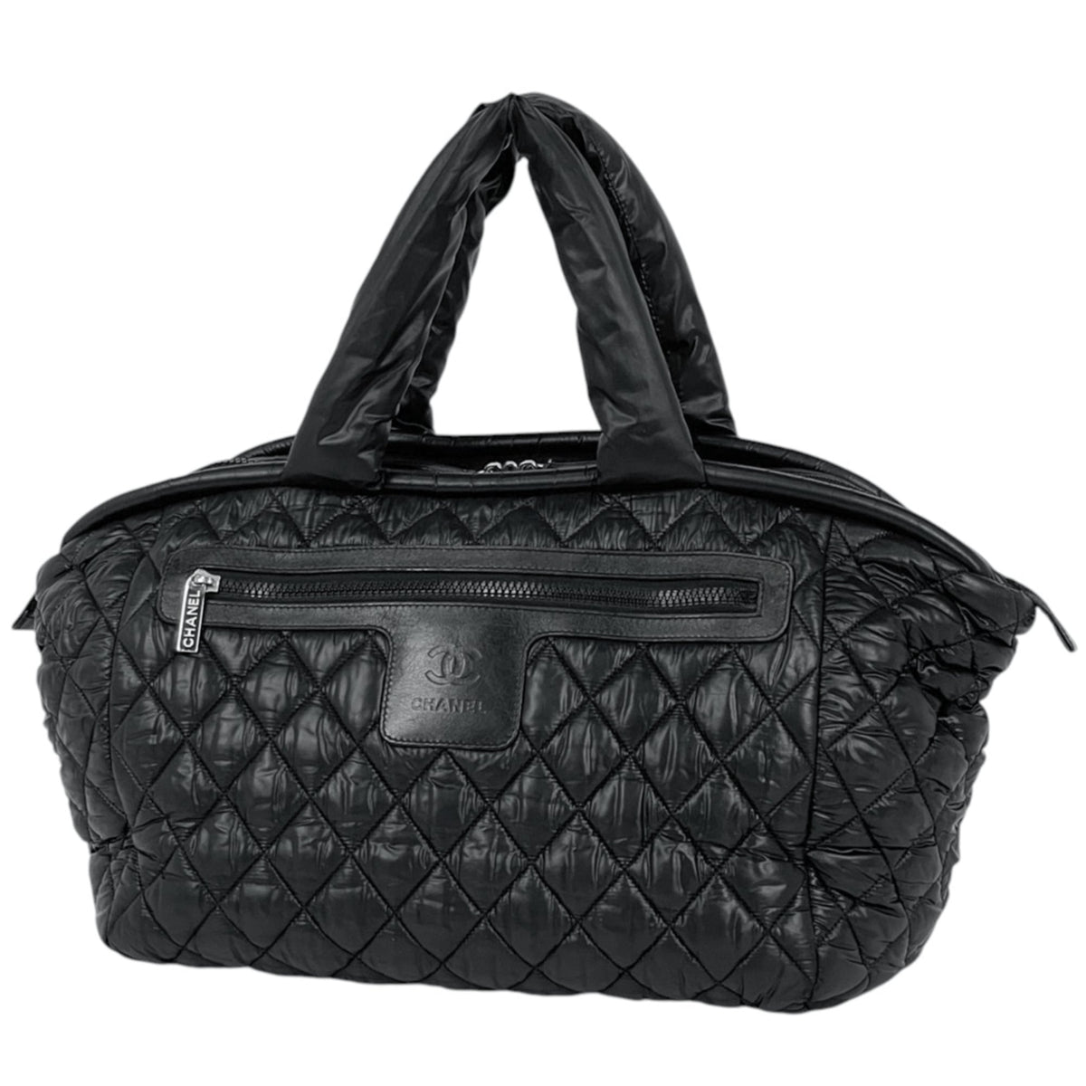 Chanel Black Nylon Leather Handbag (Pre-Owned)