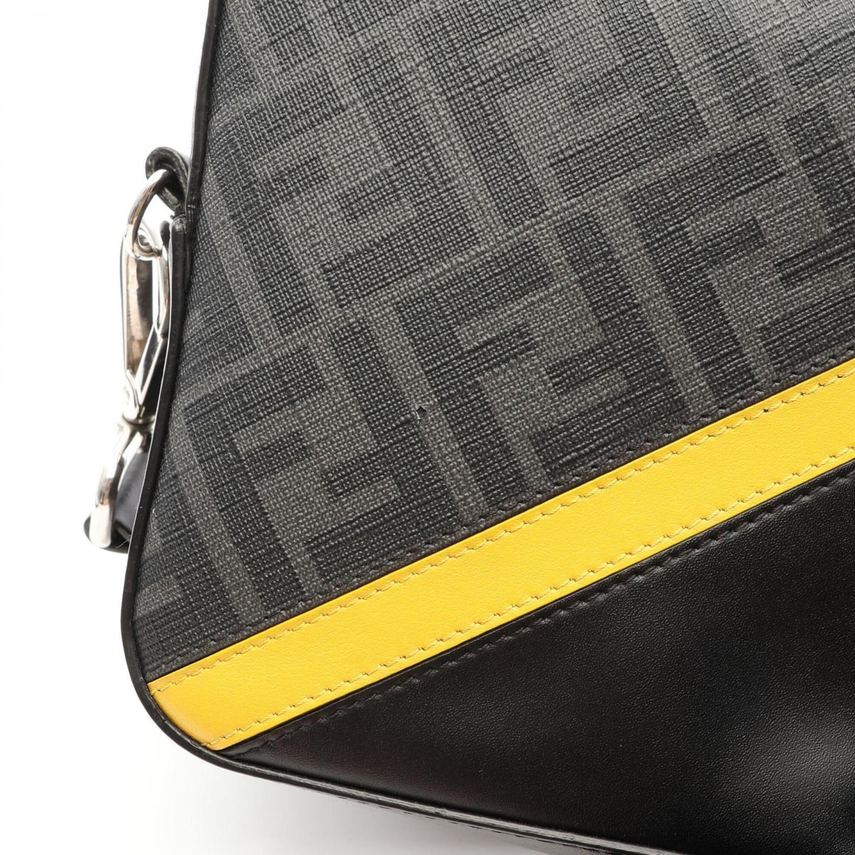 Fendi Black Gray Yellow Coated Canvas Leather Handbag Shoulder Bag (Pre-Owned)