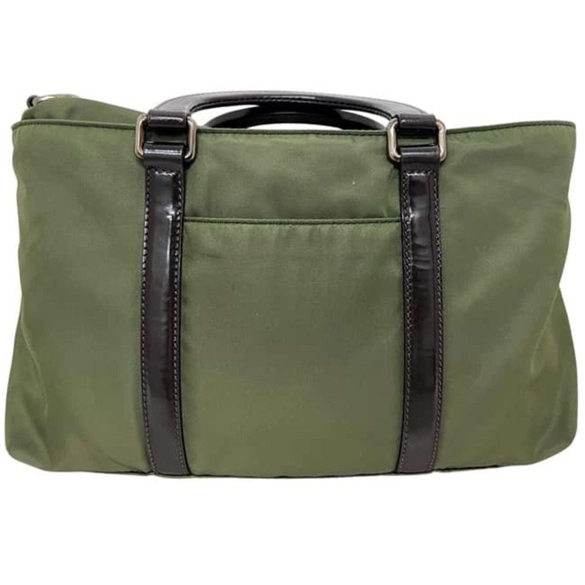 Prada Green Khaki Nylon Leather Handbag Shoulder Bag (Pre-Owned)