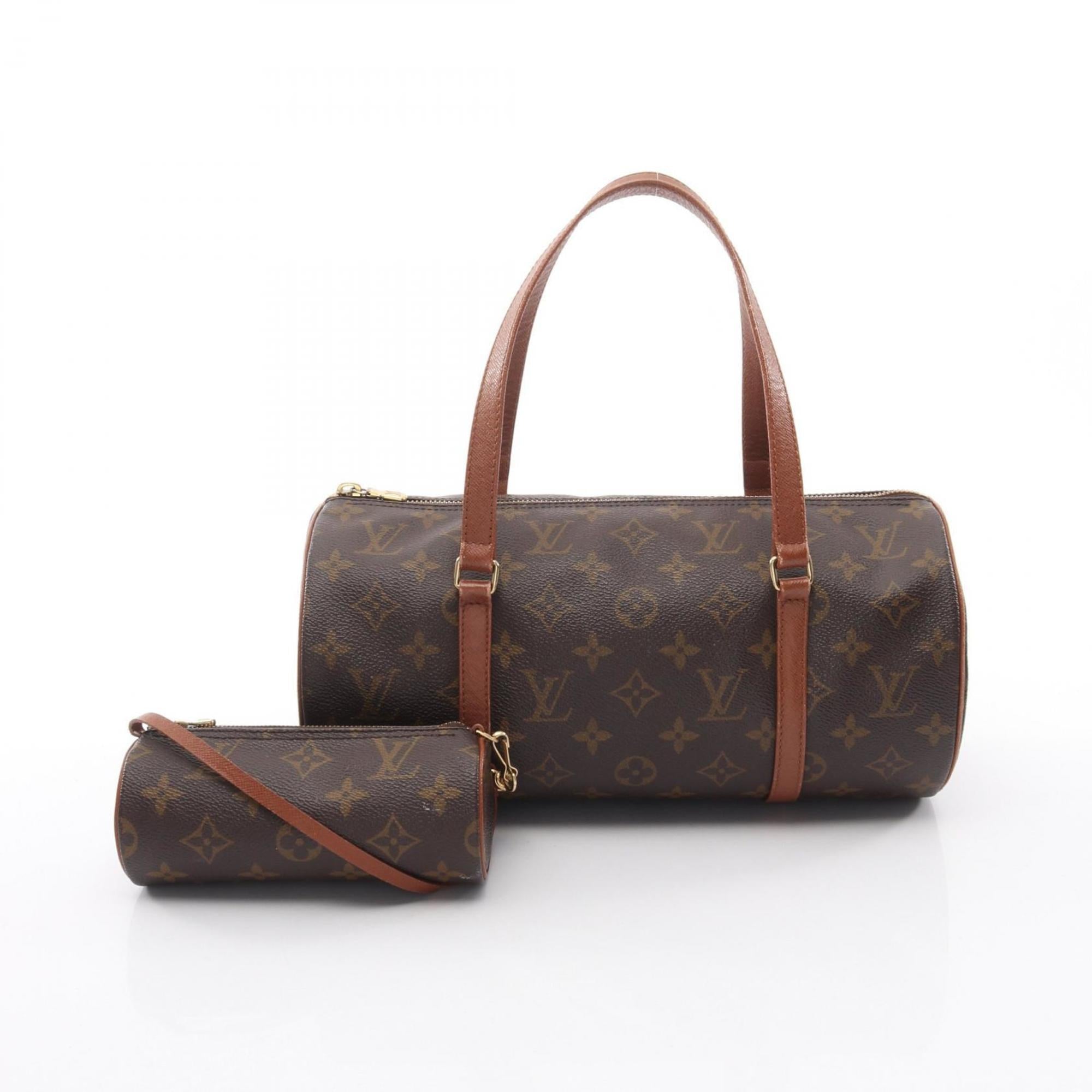 Louis Vuitton Brown Coated Canvas Leather Handbag Pouch (Pre-Owned)
