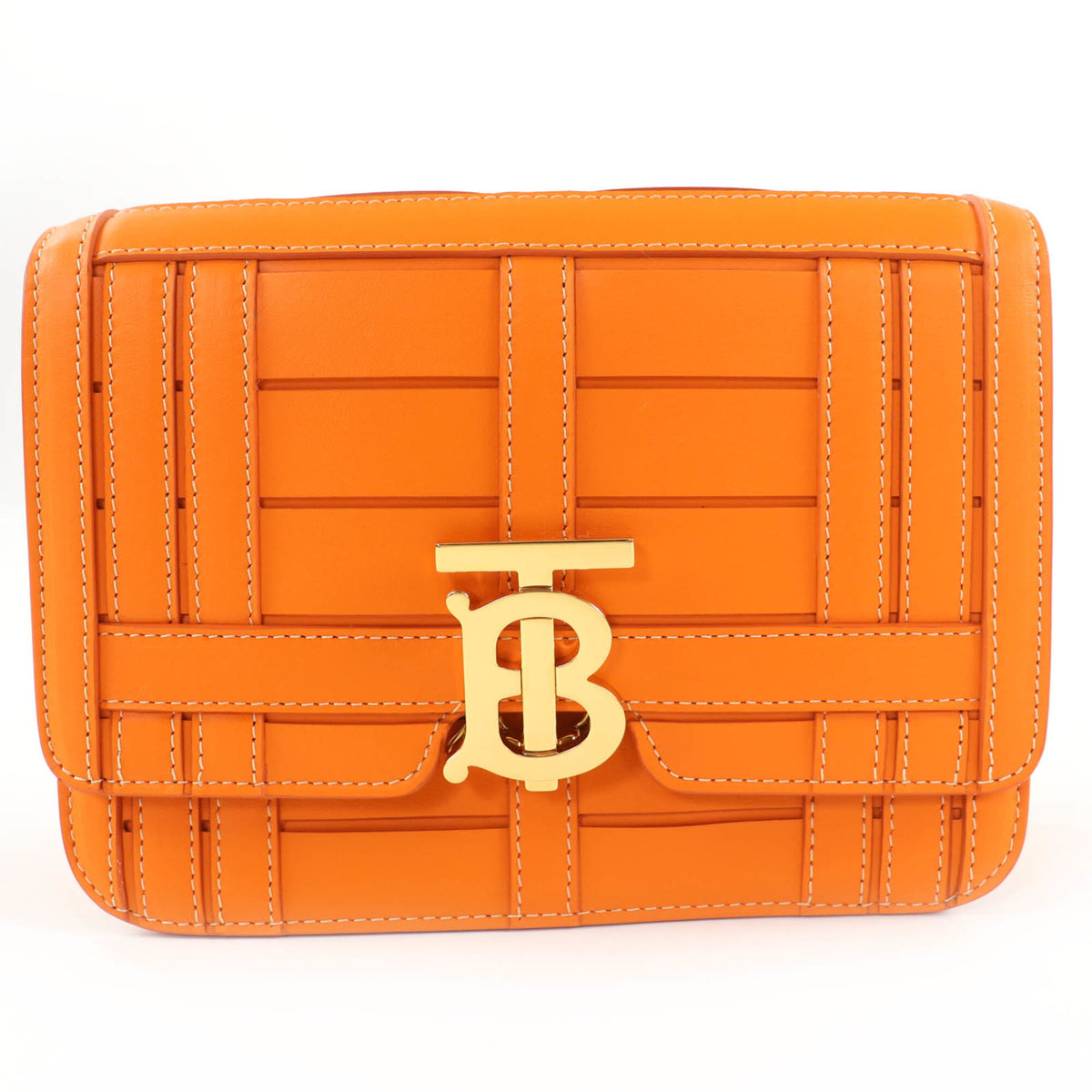 Burberry Orange Leather Clutch Bag Shoulder Bag (Pre-Owned)
